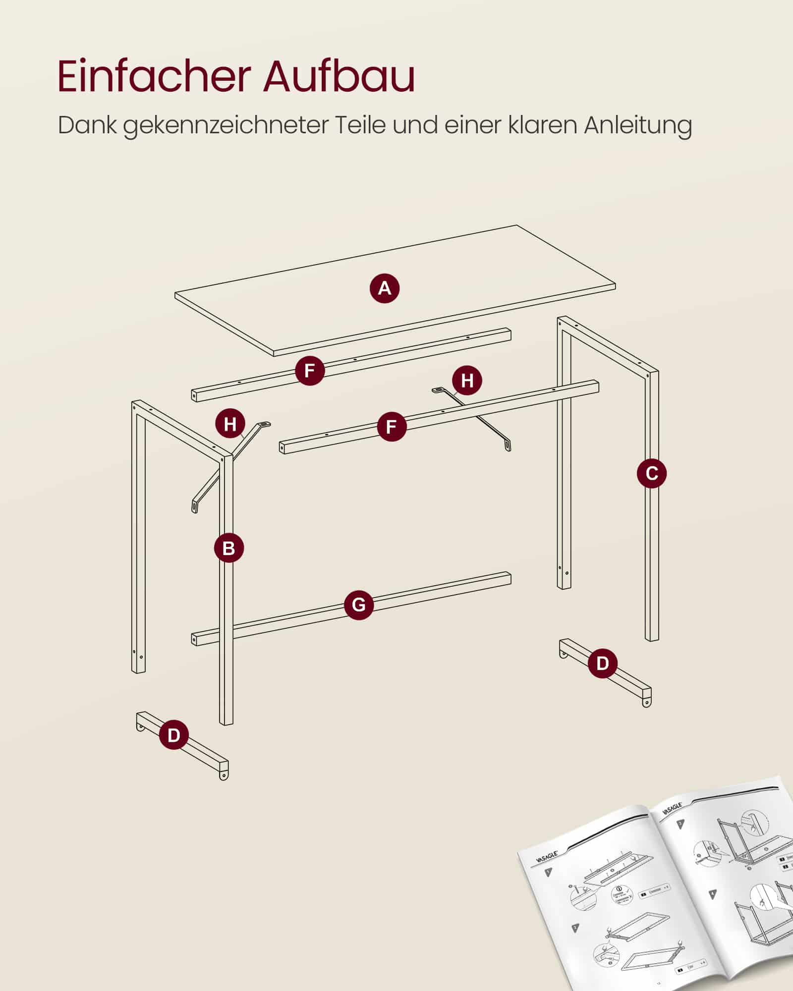 Schreibtisch mit Metallgestell 60 x 140 x 76 cm