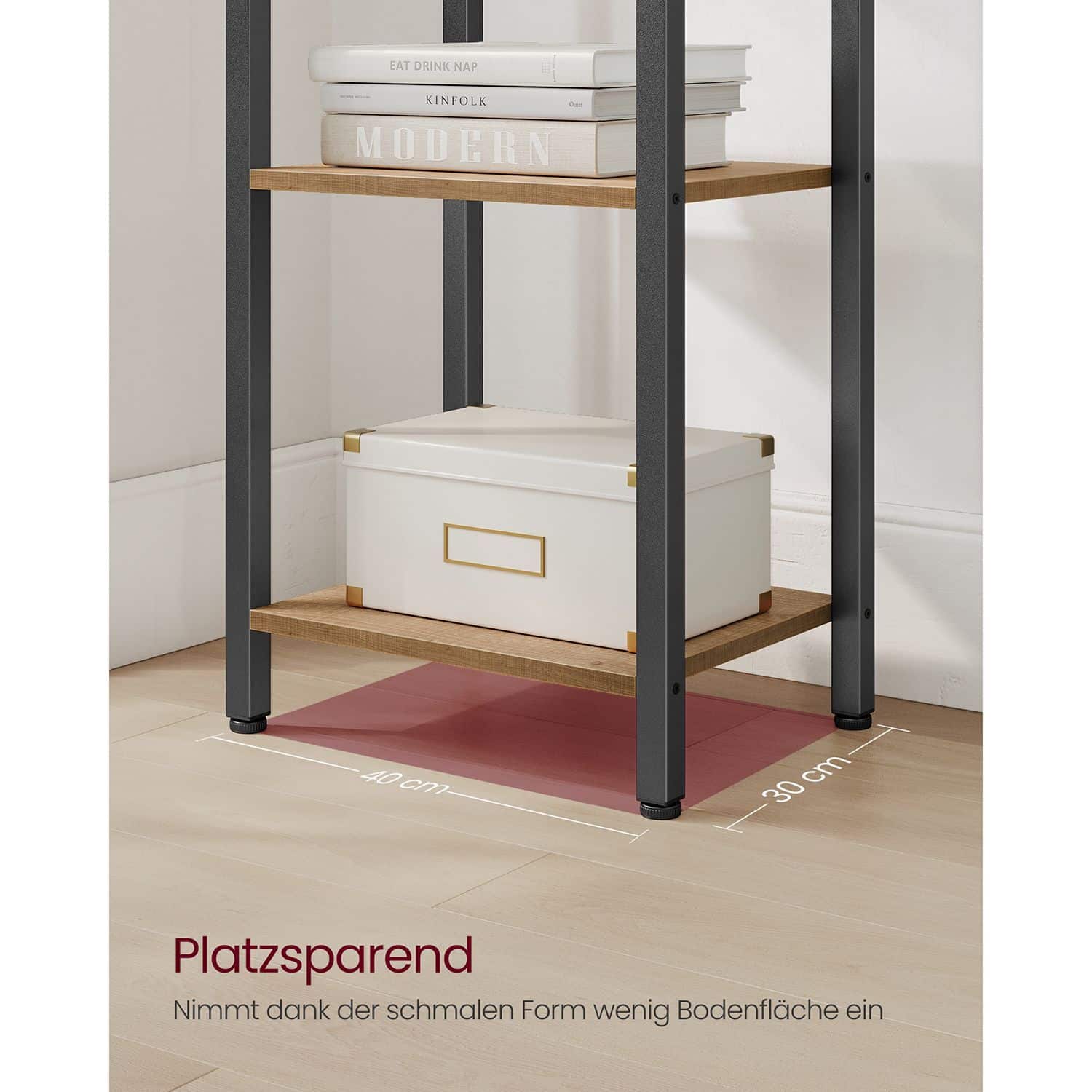 Regal 6 Ebenen 30 x 40 x 187,5 cm vintagebraun-schwarz