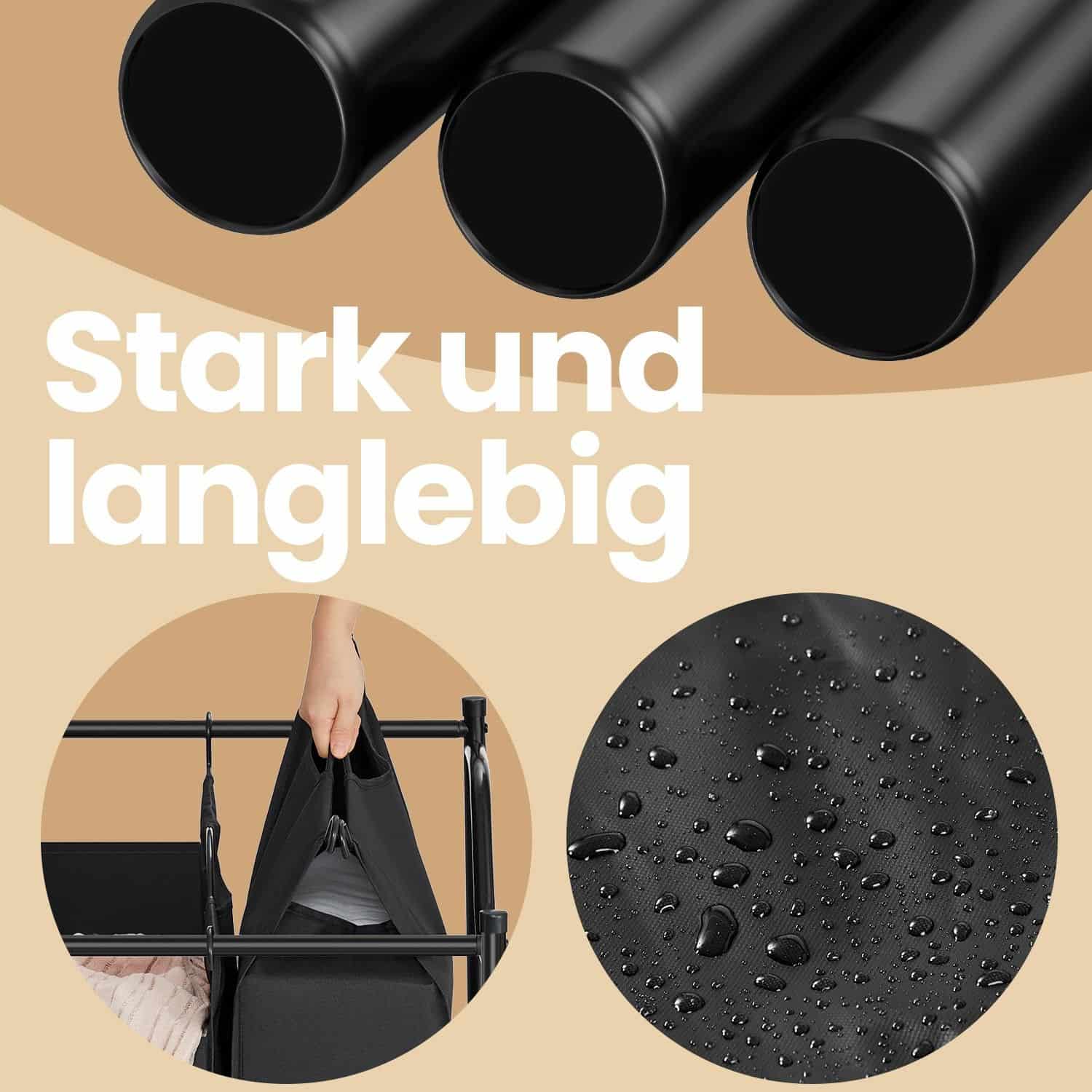 Wäschekorb mit Rollen, 4 x 35 L, Wäschesammler mit 4 abnehmbaren Wäschesäcken