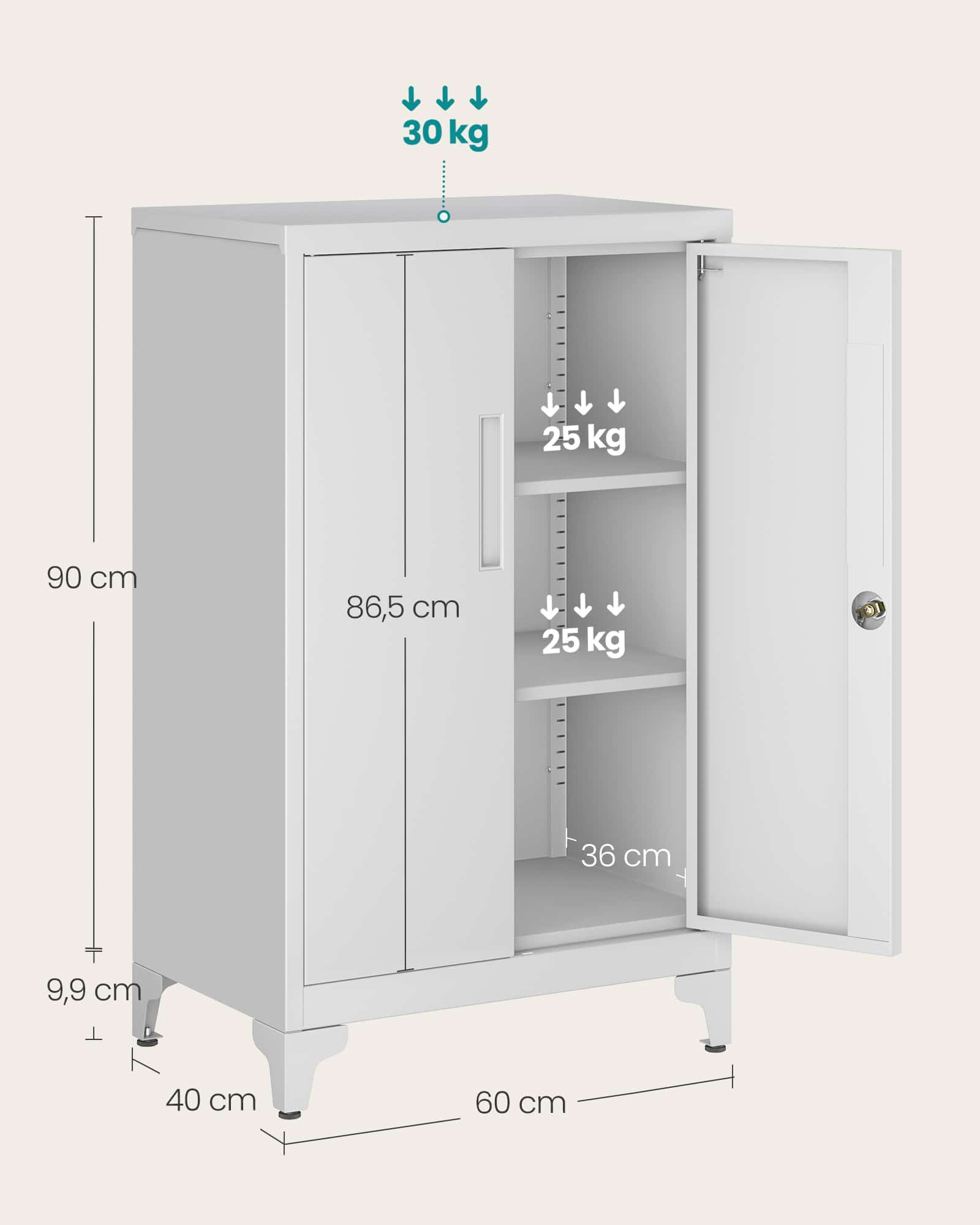 Aktenschrank abschließbar mit 2 Türen 40 x 60 x 90 cm mattgrau Aktenschrank abschließbar mit 2 Türen 40 x 60 x 90 cm mattgrau