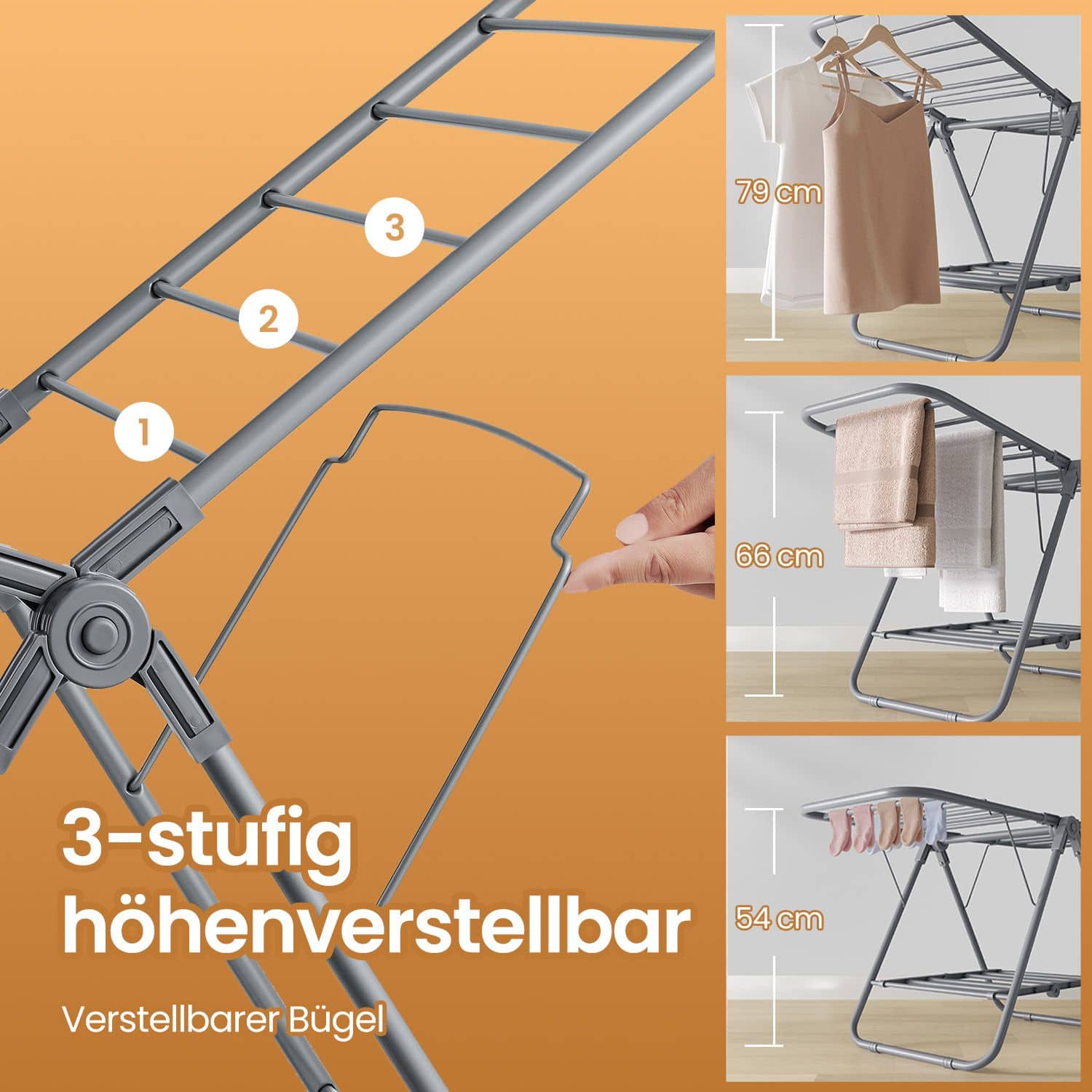 Wäscheständer klein, Standtrockner mit 2 Flügeln, faltbarer Wäscheständer klein, Standtrockner mit 2 Flügeln, faltbarer