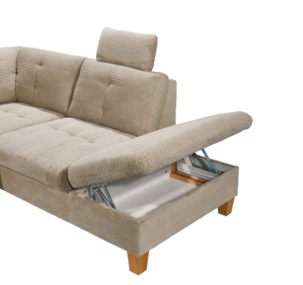 Wohnlandschaft "Ascot" von Ed Exciting Design in Breitcord mit Schlaffunktion, Bettkasten und variabler Kopfstütze Wohnlandschaft "Ascot" von Ed Exciting Design in Breitcord mit Schlaffunktion, Bettkasten und variabler Kopfstütze