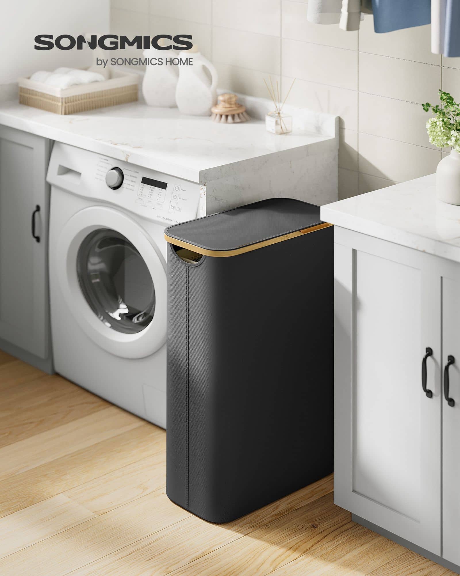 Wäschekorb 65 Liter mit Deckel tintenschwarz