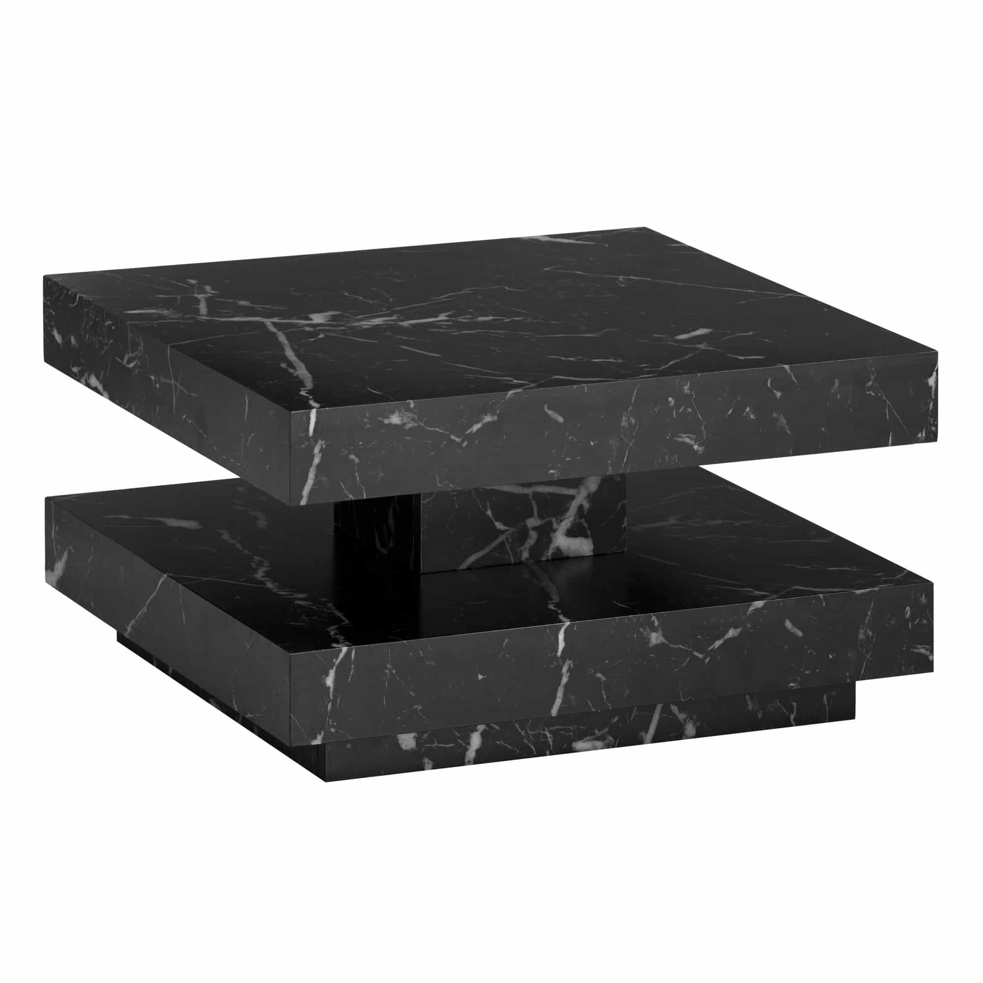 Couchtisch 60x60x34 cm Schwarz Sofatisch in Marmor-Optik Modern Couchtisch 60x60x34 cm Schwarz Sofatisch in Marmor-Optik Modern