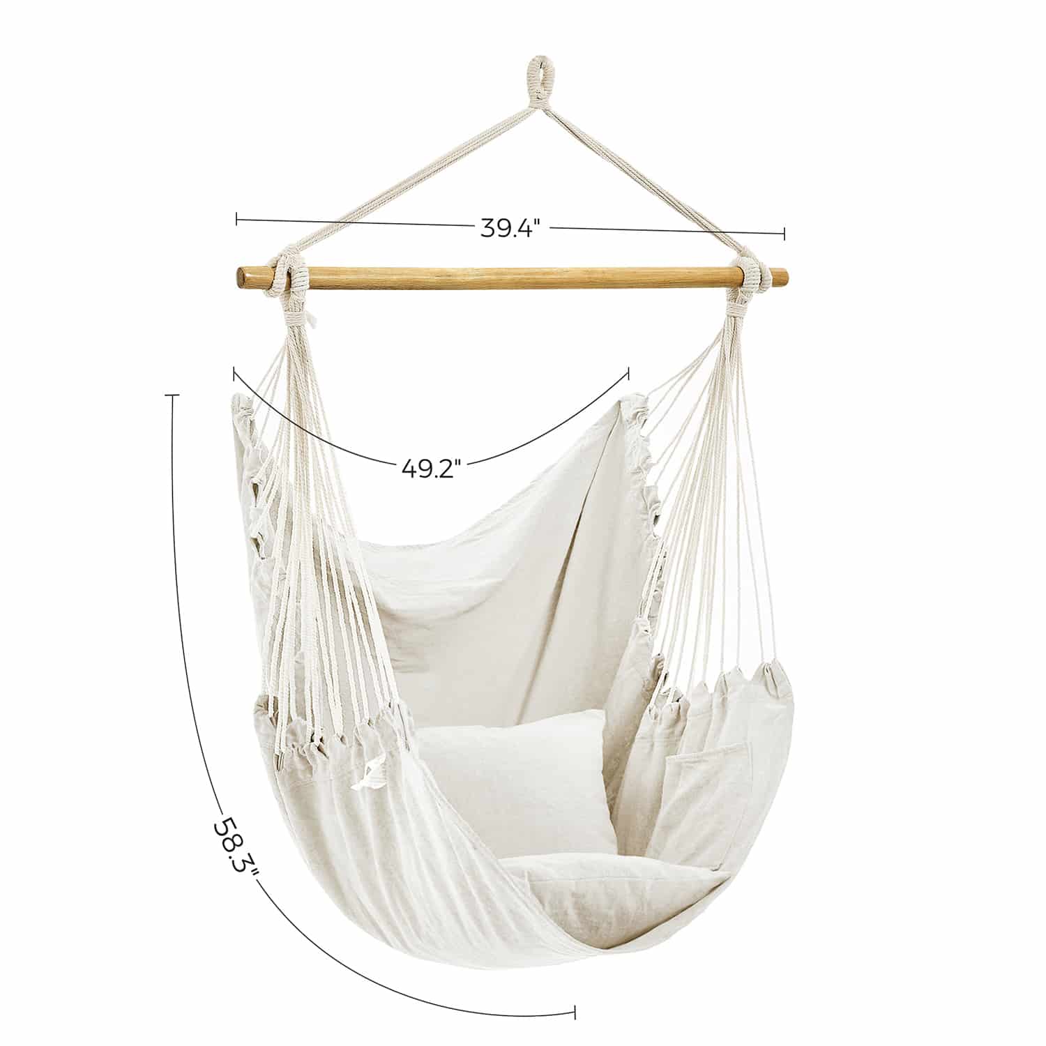 Hängesessel mit 2 Kissen und Metallkette beige Hängesessel mit 2 Kissen und Metallkette beige