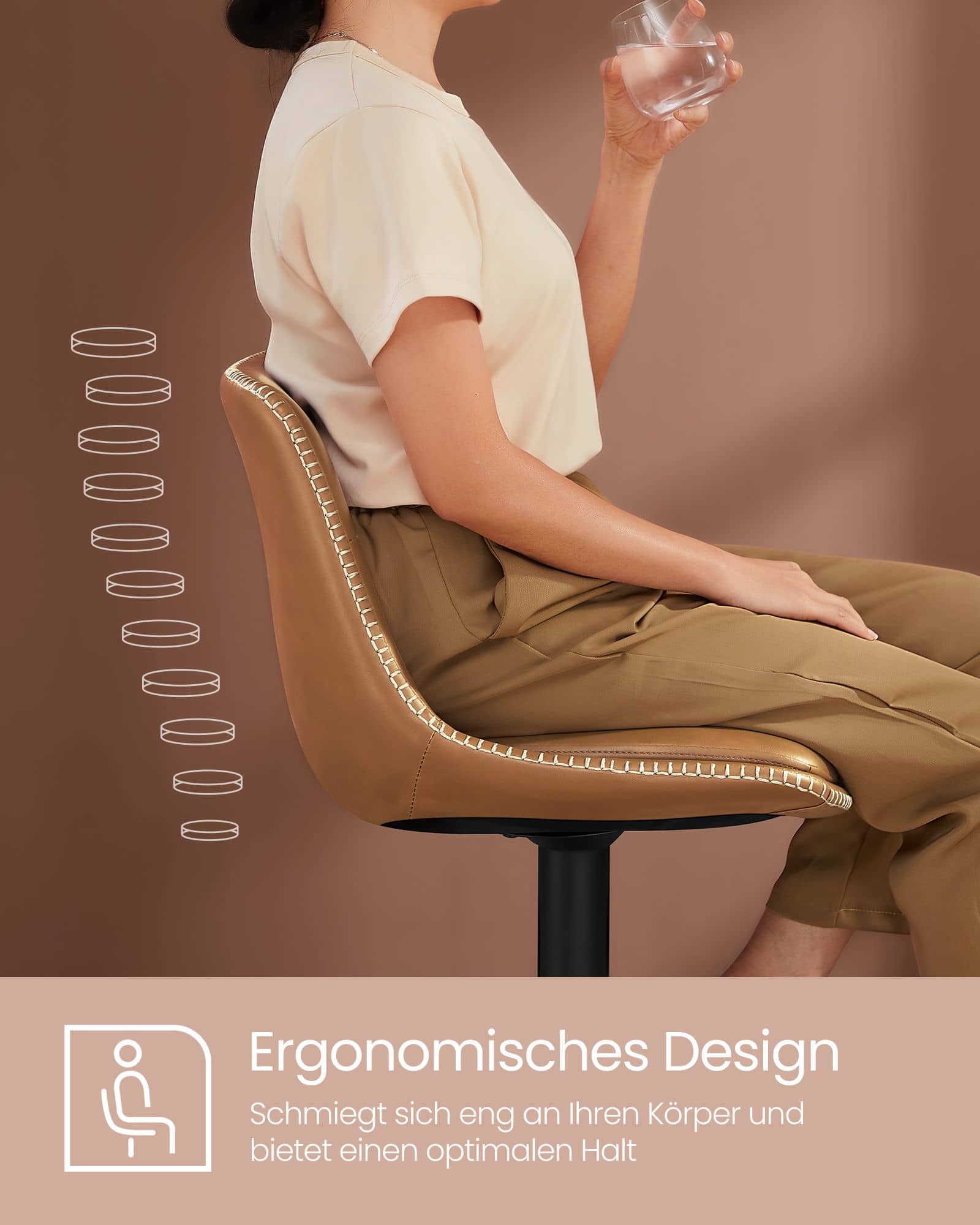 Barhocker 2er Set mit Rückenlehne karamellbraun