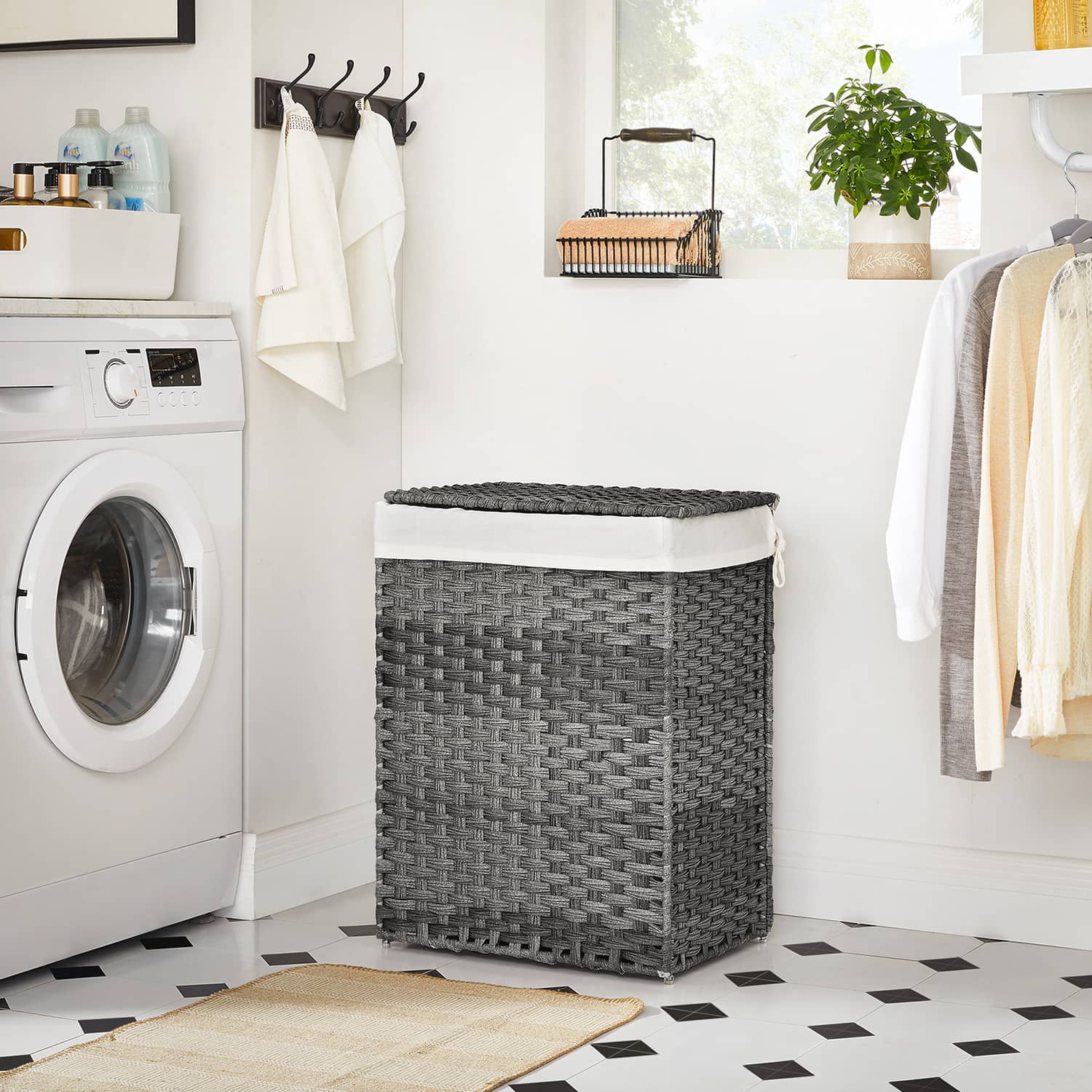 Wäschekorb Polyrattan 90 L Grau-LCB51WG Wäschekorb Polyrattan 90 L Grau-LCB51WG