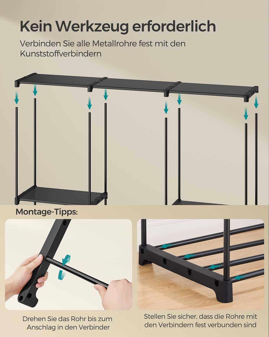 Kleiderschrank mit 5 Hängefächern 205 x 43 x 166 cm schwarz Kleiderschrank mit 5 Hängefächern 205 x 43 x 166 cm schwarz