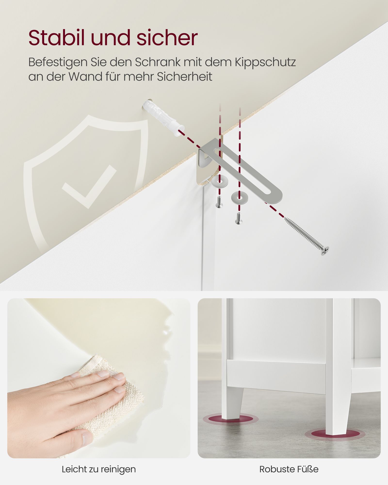 Badezimmermöbel mit verstellbaren Trennwänden wolkenweiß Badezimmermöbel mit verstellbaren Trennwänden wolkenweiß