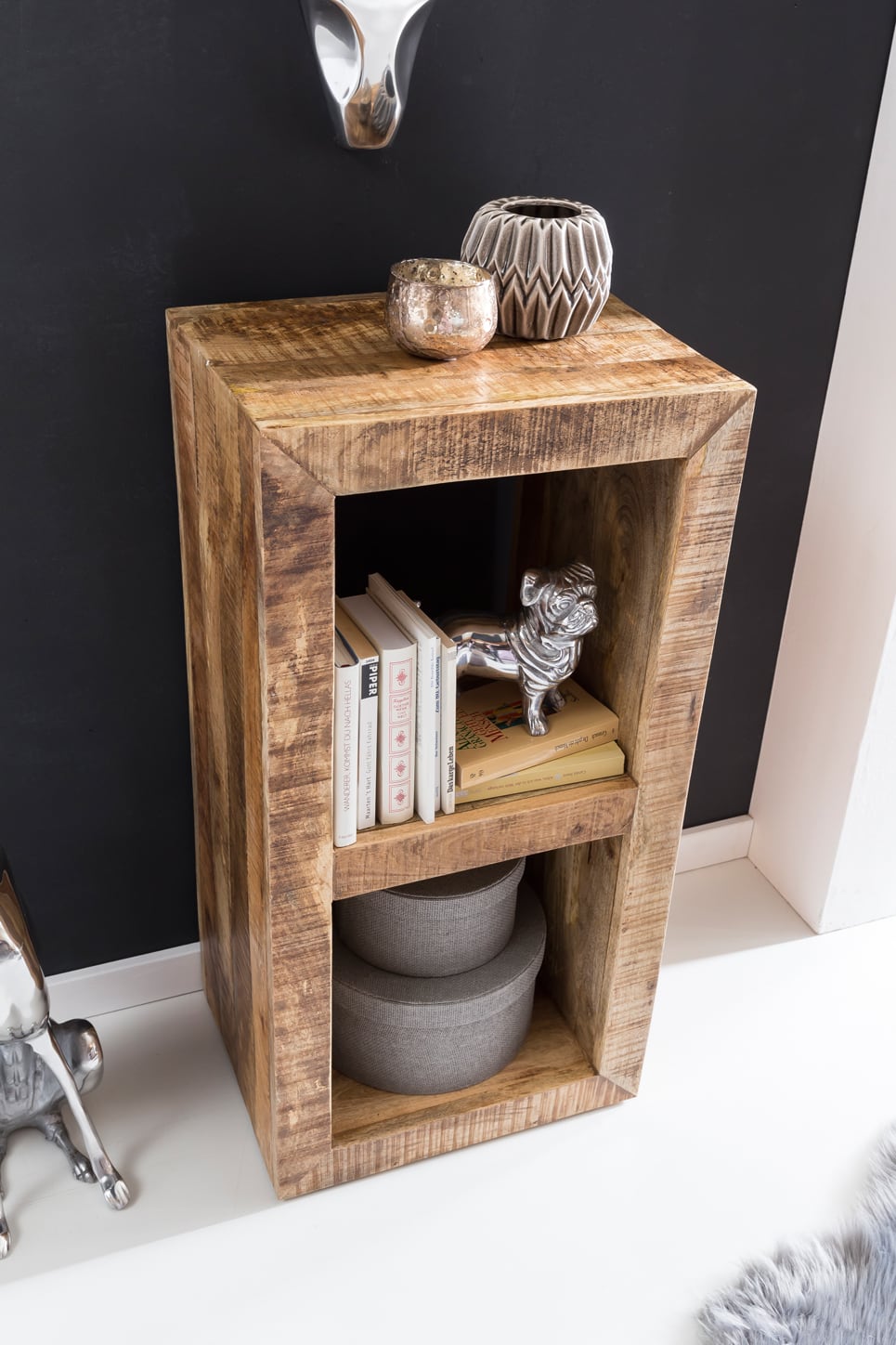 43703-WOHNLING-Standregal-Rustica-45x35x90cm-WL5_2 Standregal Massivholz Mango 90 x 45 x 35 cm 2 Böden