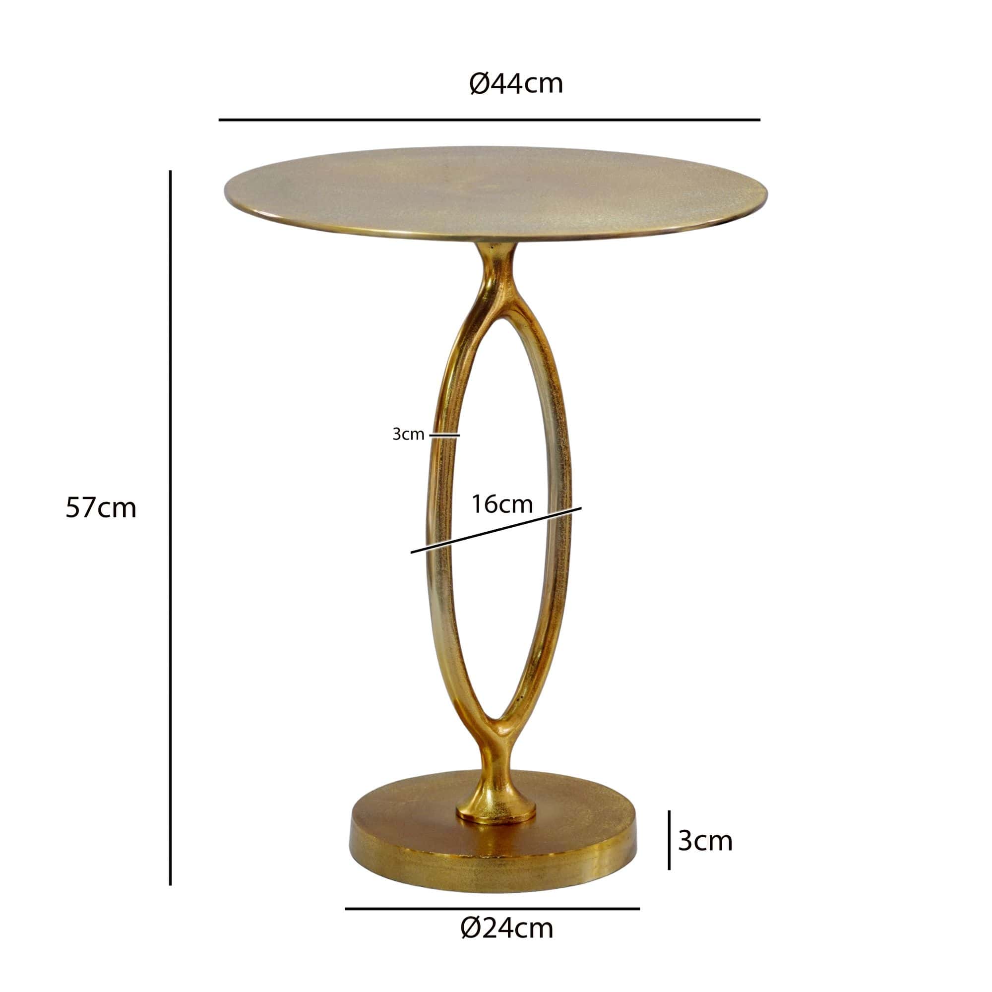 Beistelltisch Aluminium 44cm Rund Gold - Design Metalltisch - Extravaganter Wohnzimmertisch - Moderner Couchtisch Metall - Edler Anstelltisch Handmade