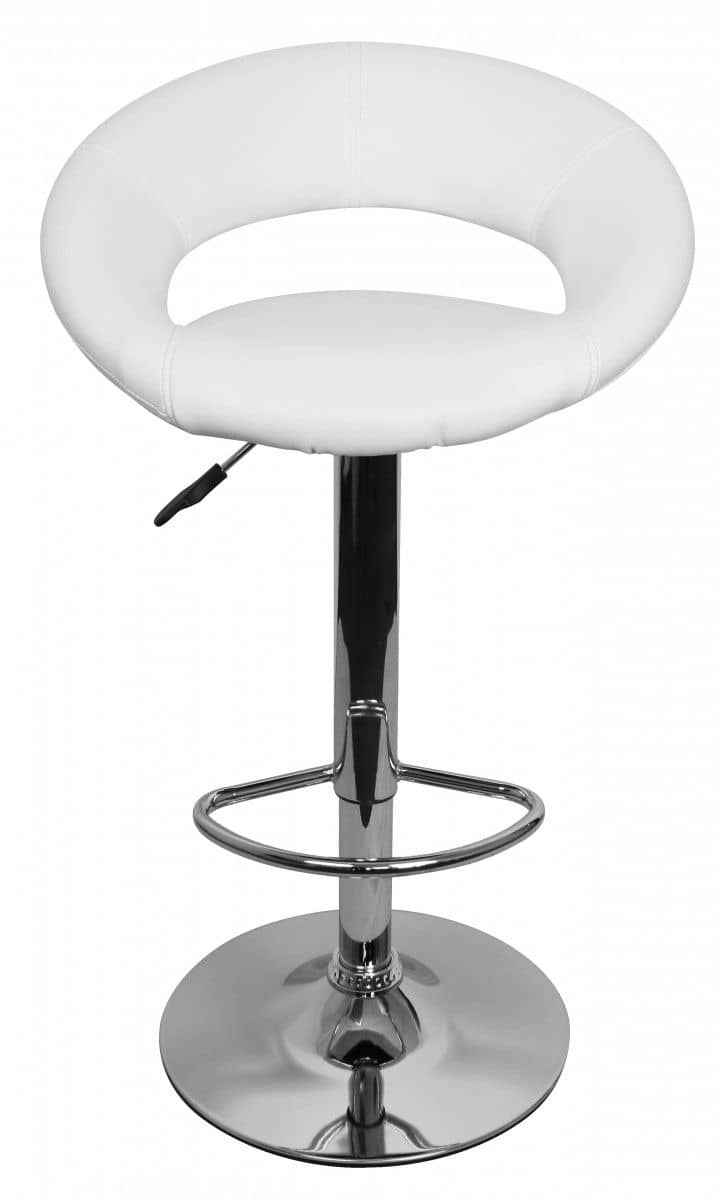 Barhocker Hocker Bezug Kunstleder weiß höhenverstellbar Design Barstuhl ohne Rückenlehne Chrom 110 kg Barhocker Hocker Bezug Kunstleder weiß höhenverstellbar Design Barstuhl ohne Rückenlehne Chrom 110 kg