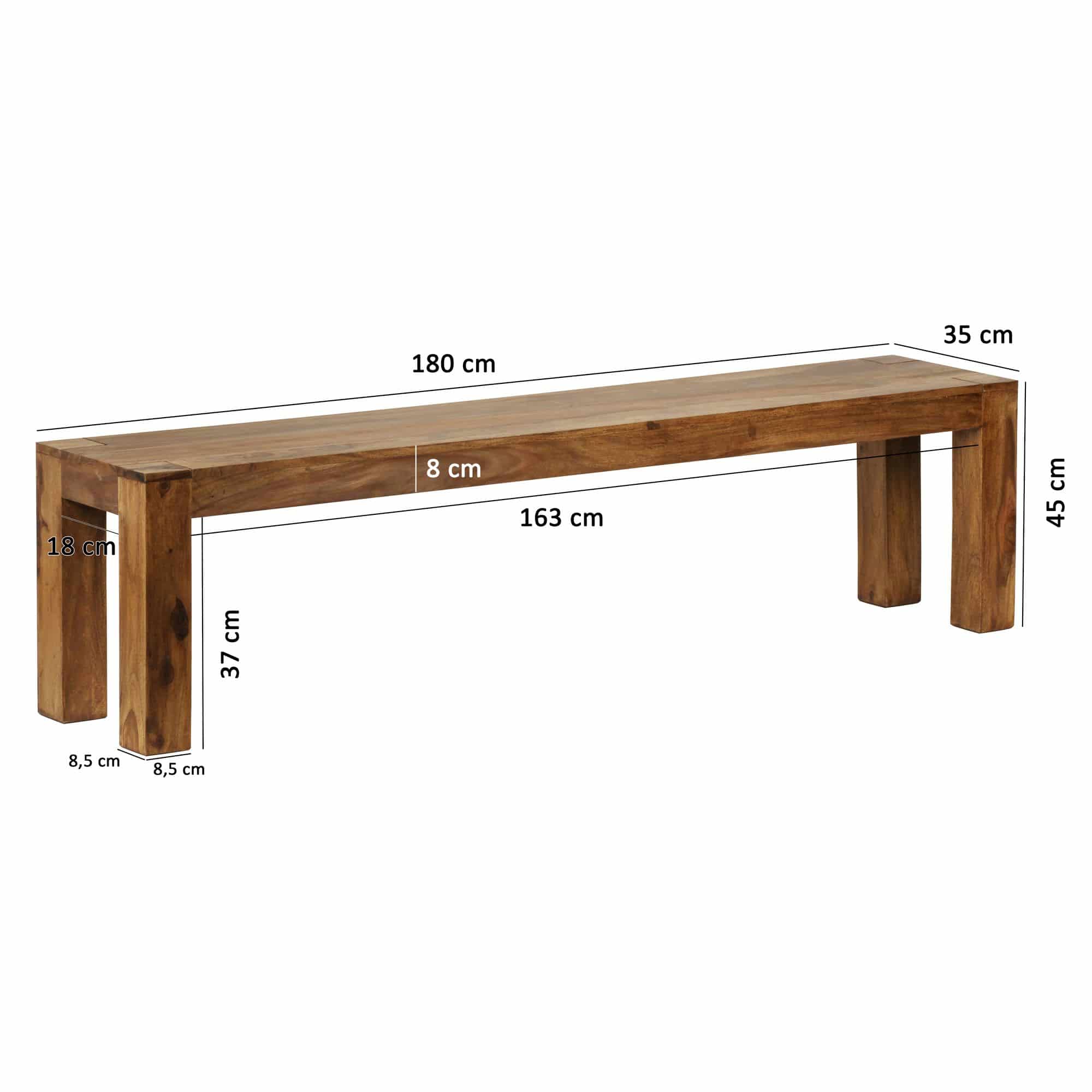 Esszimmer Sitzbank MUMBAI Massiv-Holz Sheesham 180 x 45 x 35 cm Holz-Bank Natur-Produkt Küchenbank im Landhaus-Stil Esszimmer Sitzbank MUMBAI Massiv-Holz Sheesham 180 x 45 x 35 cm Holz-Bank Natur-Produkt Küchenbank im Landhaus-Stil