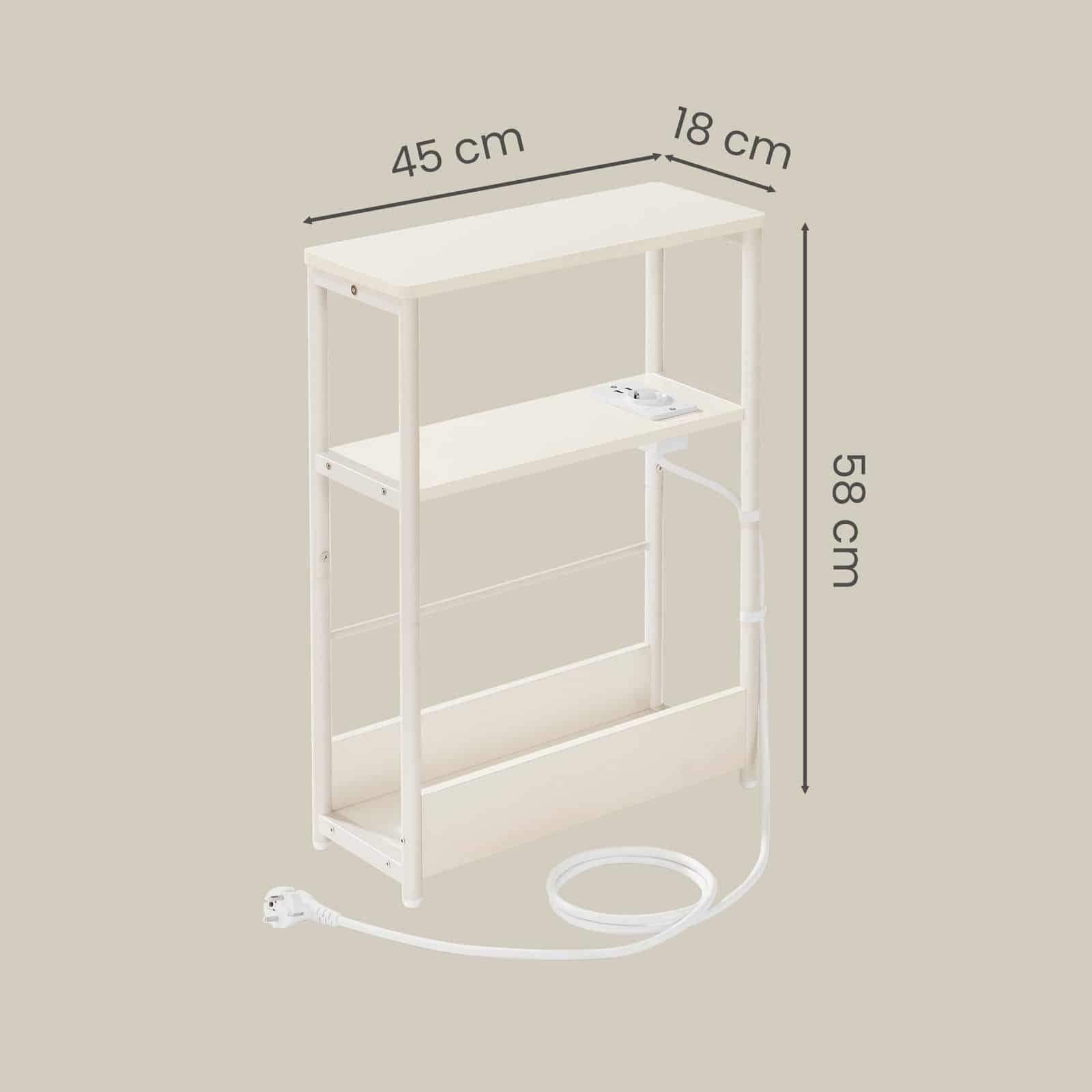 Schmaler Sofatisch mit 3 Ablagen, Nachttisch mit Zeitschriftenhalter, für Schlafzimmer Schmaler Sofatisch mit 3 Ablagen, Nachttisch mit Zeitschriftenhalter, für Schlafzimmer