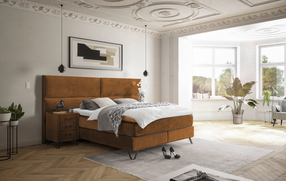 ED Exciting Design Boxspringbett Trapani H3/H4 mit Duo-Wendematratze, XXL Kopfteil und Massivfüßen – Erhältlich in 160×200 cm und 180×200 cm,Vogue-Mikrofaser 5 Farbvarianten