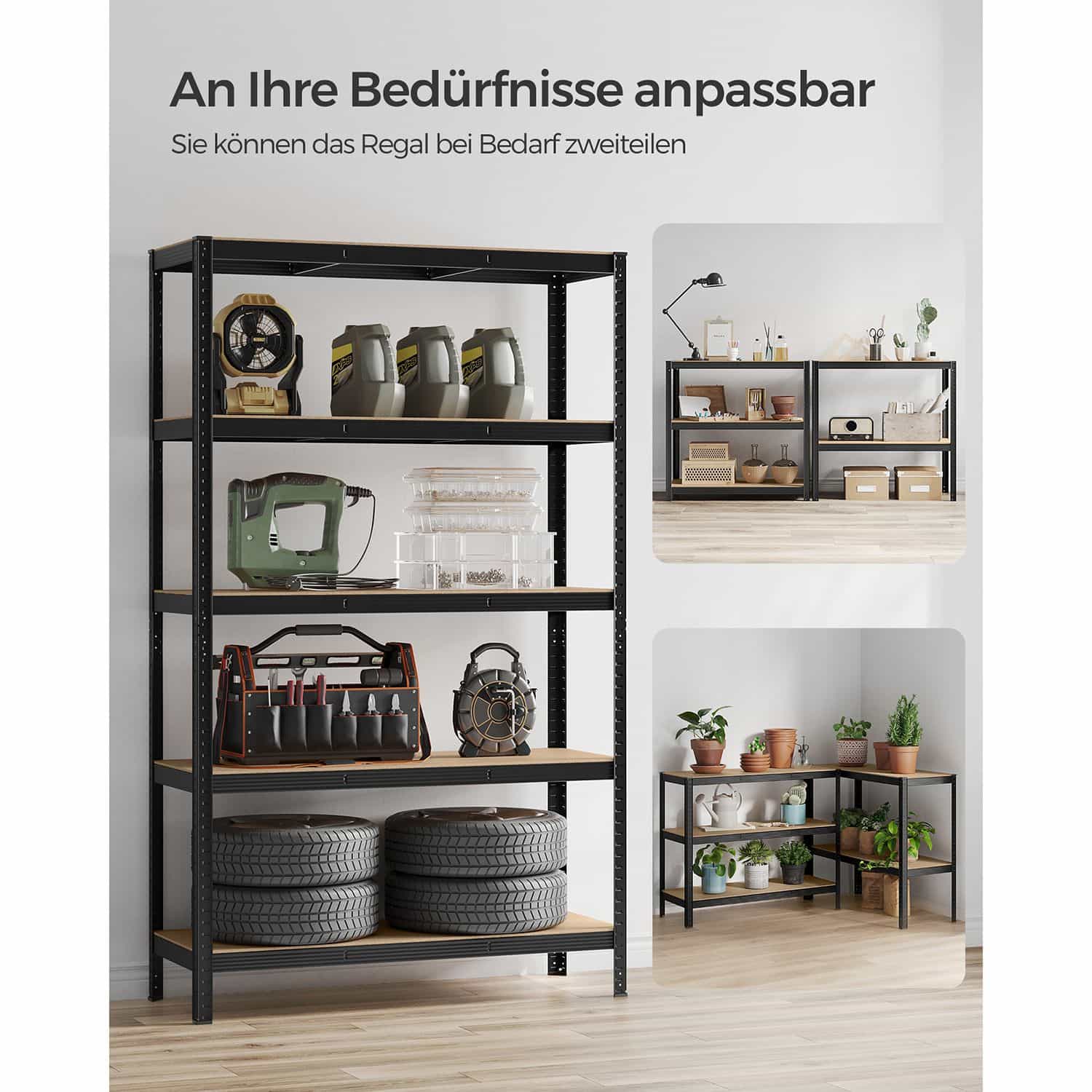 2er Set Kellerregal 200 cm hoch schwarz