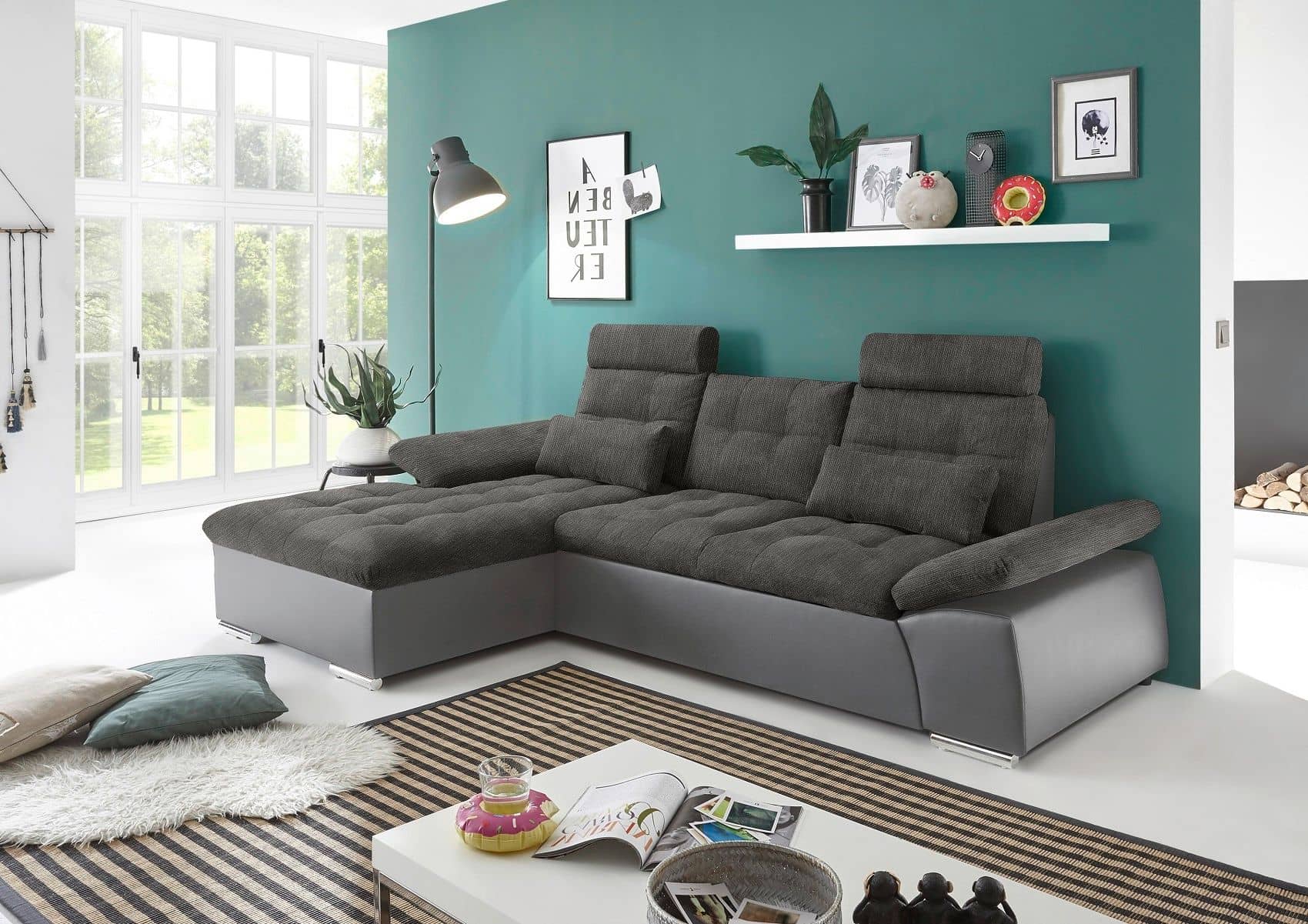 Ecksofa Jakarta Dunkelgrau | Lawa – Modernes Sofa mit Schlaffunktion & verstellbaren Armlehnen Ecksofa Jakarta Dunkelgrau | Lawa – Modernes Sofa mit Schlaffunktion & verstellbaren Armlehnen