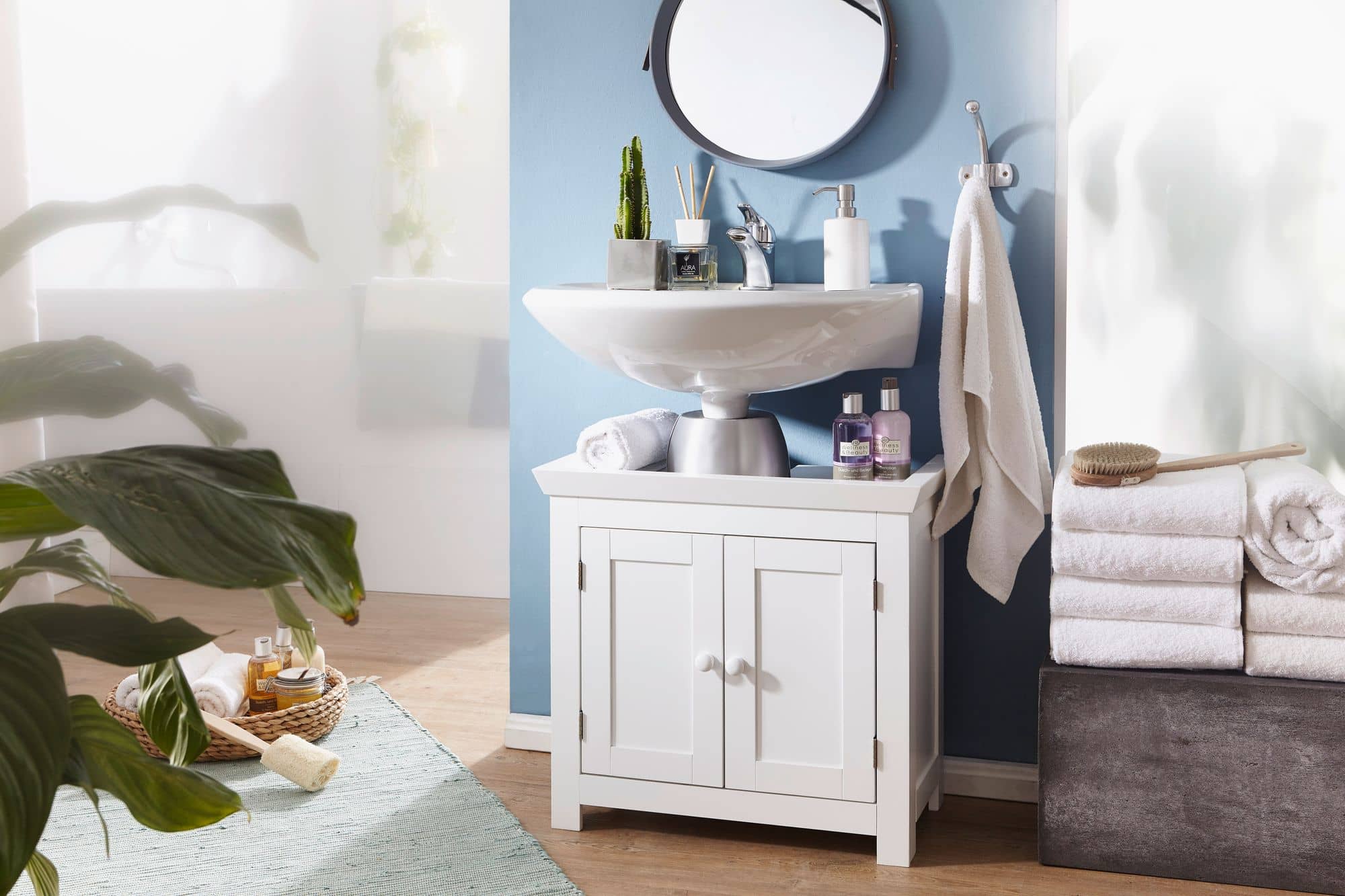 36003-WOHNLING-Design-Waschbeckenunterschrank-WL1-350-Badunterschrank-mit-2-Tueren-Weiss-Kleiner-Schrank-Badezimmer-57-cm-Breit-Badschrank-Waschbecken-Stehend-Bad-Aufbewahrung-W_2yloiaorupSZjT Design Waschbeckenunterschrank WL1.350 Badunterschrank mit 2 Türen Weiß