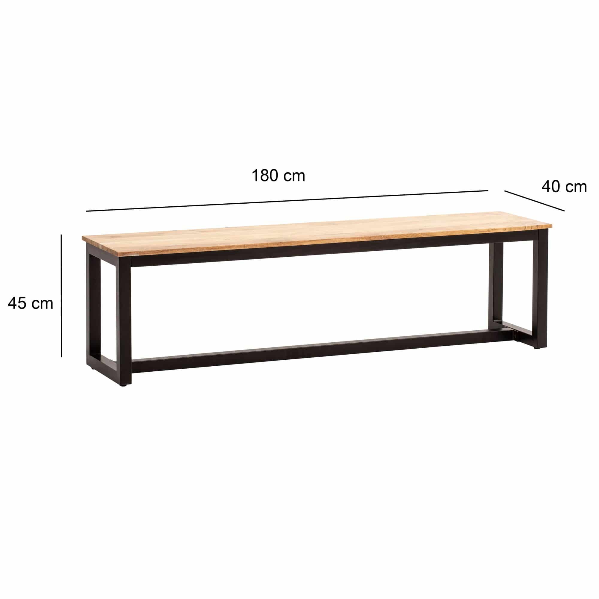 Esszimmerbank 180x40x45 cm Akazie Massivholz Metall Loft-Style Esszimmerbank 180x40x45 cm Akazie Massivholz Metall Loft-Style