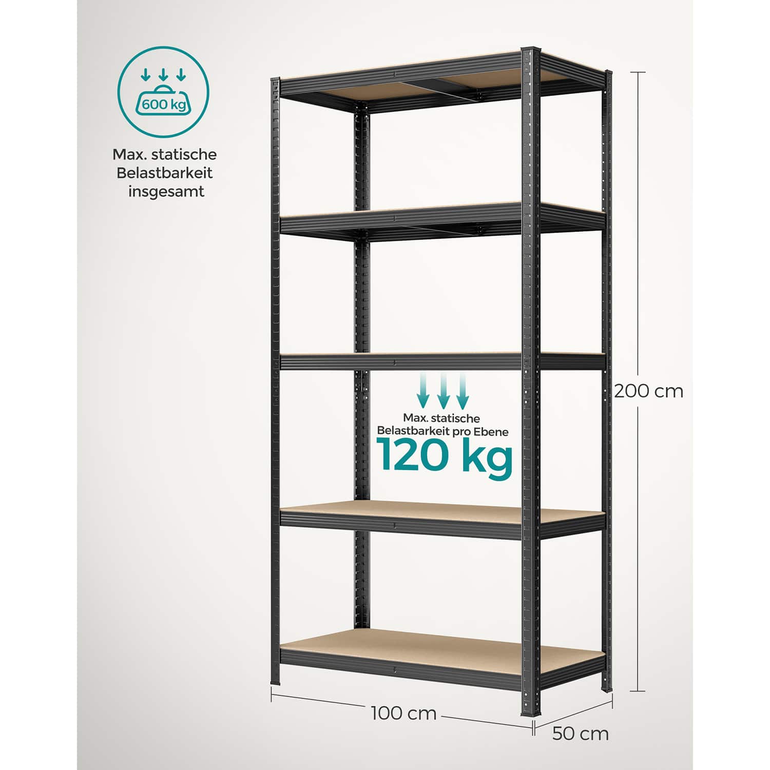 Lagerregale 2er Set, 200 x 100 x 50 cm schwarz Lagerregale 2er Set, 200 x 100 x 50 cm schwarz