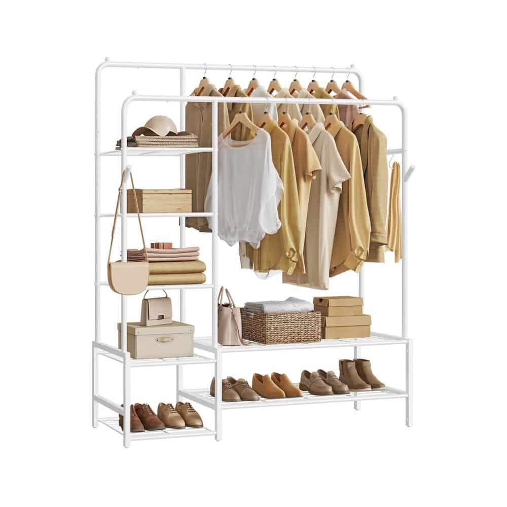Kleiderständer mit 7 Ablagen für Schlafzimmer weiß