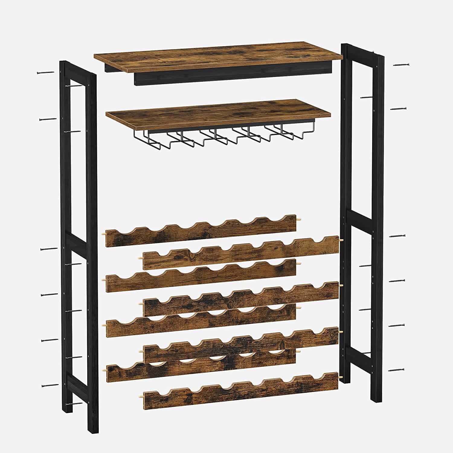 Industrie-Design Weinregal mit Glashaltern-KWR028B01 Industrie-Design Weinregal mit Glashaltern-KWR028B01