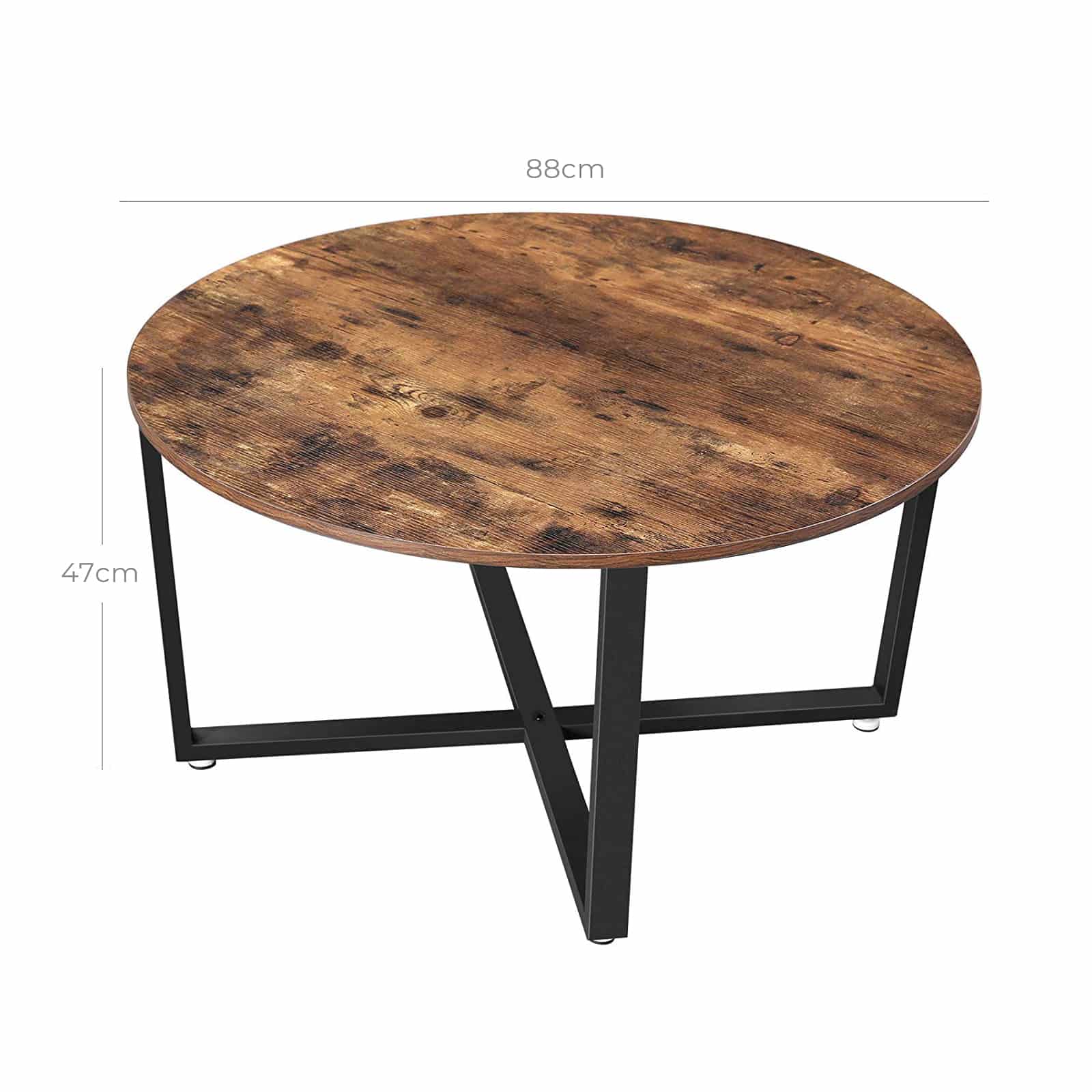 Couchtisch-rund-LCT88X-6 VASAGLE Couchtisch rund 88 cm – Vintage Holz & Metall