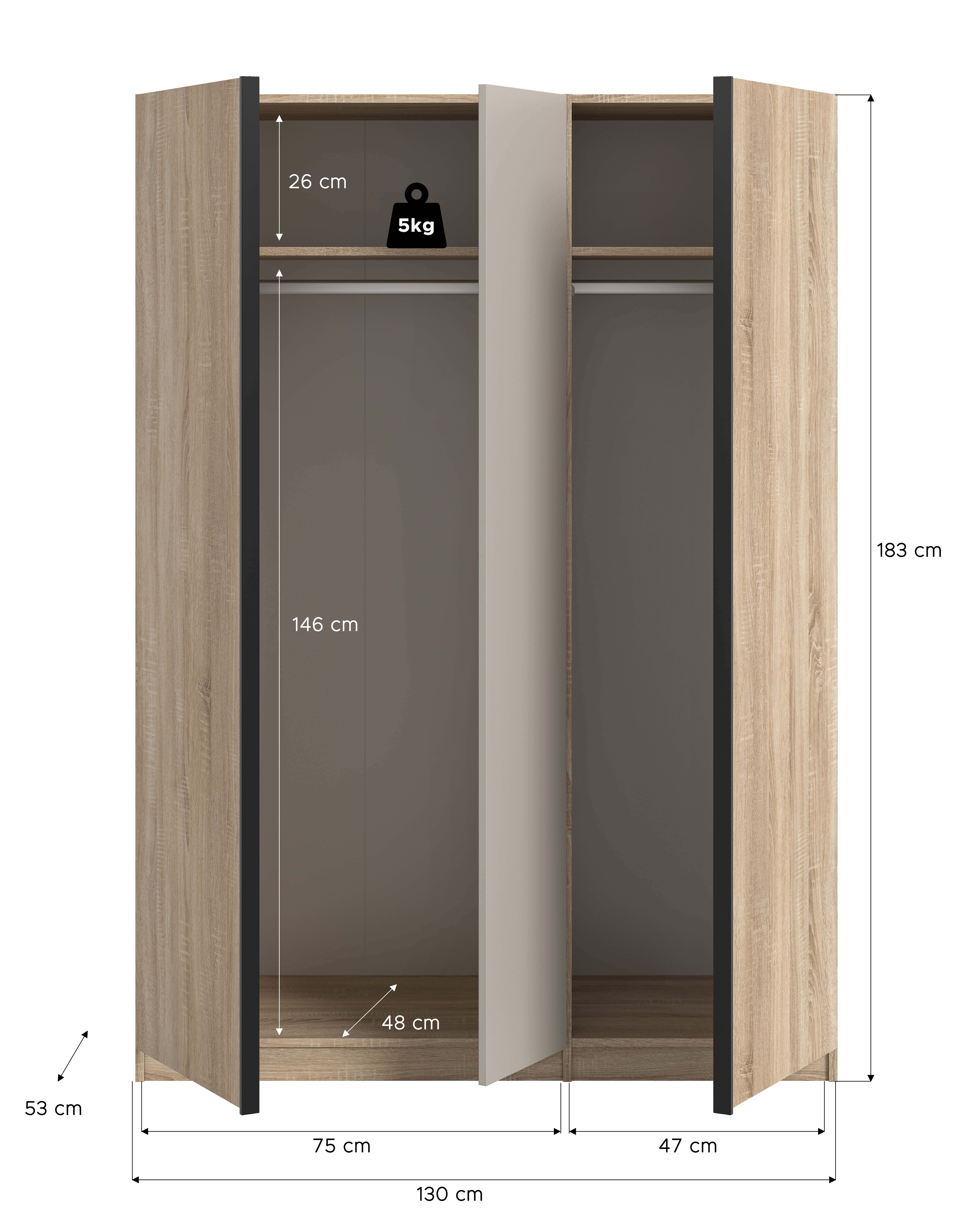 Oakland Kleiderschrank 3-türig Oakland Kleiderschrank 3-türig