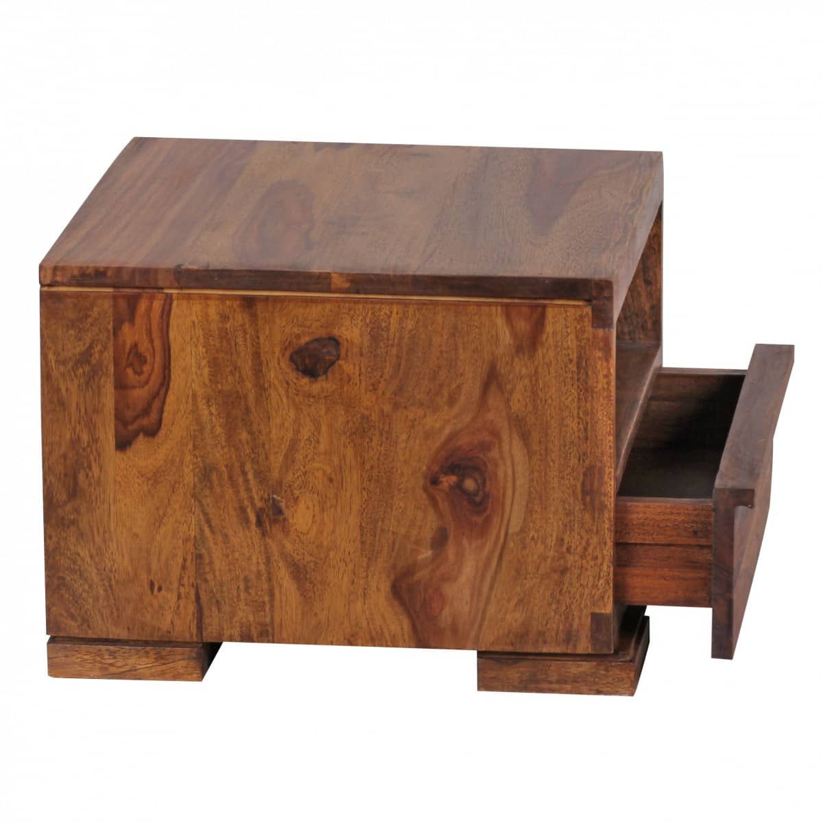 38521-Wohnling-Sheesham-Nachtkonsole-40-x-45-cm-W_3 Nachttisch MUMBAI Massiv-Holz Sheesham Nacht-Kommode 30 cm 1 Schublade Ablage Nachtschrank Landhaus-Stil Echt-Holz