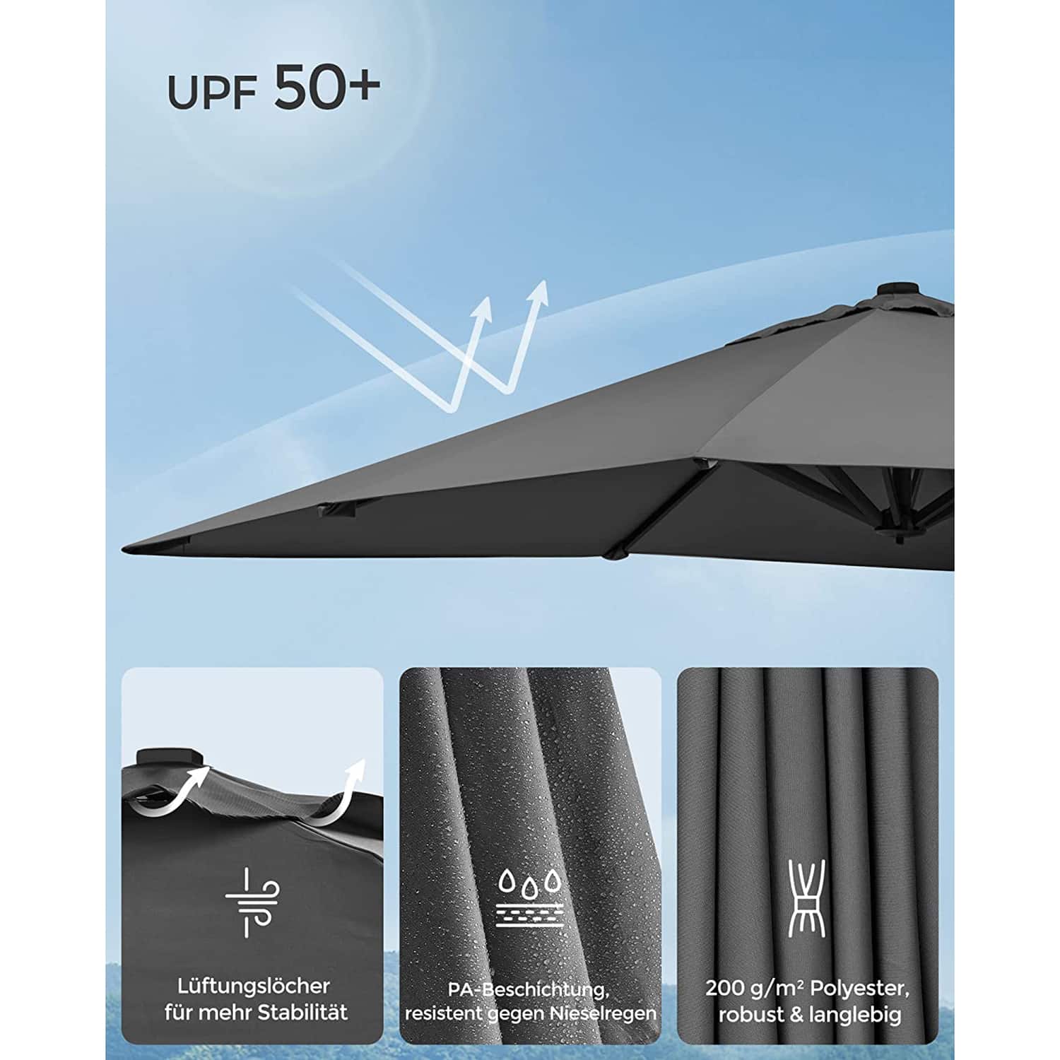 Sonnenschirm Ampelschirm grau