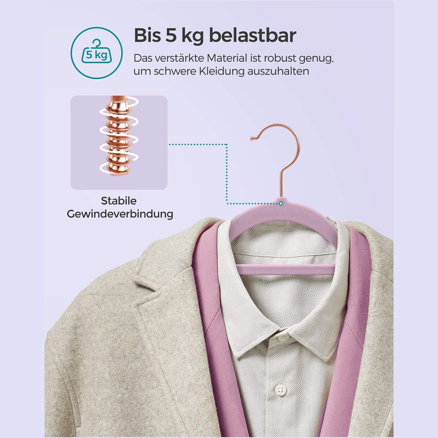 50er Set Samt-Kleiderbügel Zartlila-CRF021GP50 50er Set Samt-Kleiderbügel Zartlila-CRF021GP50