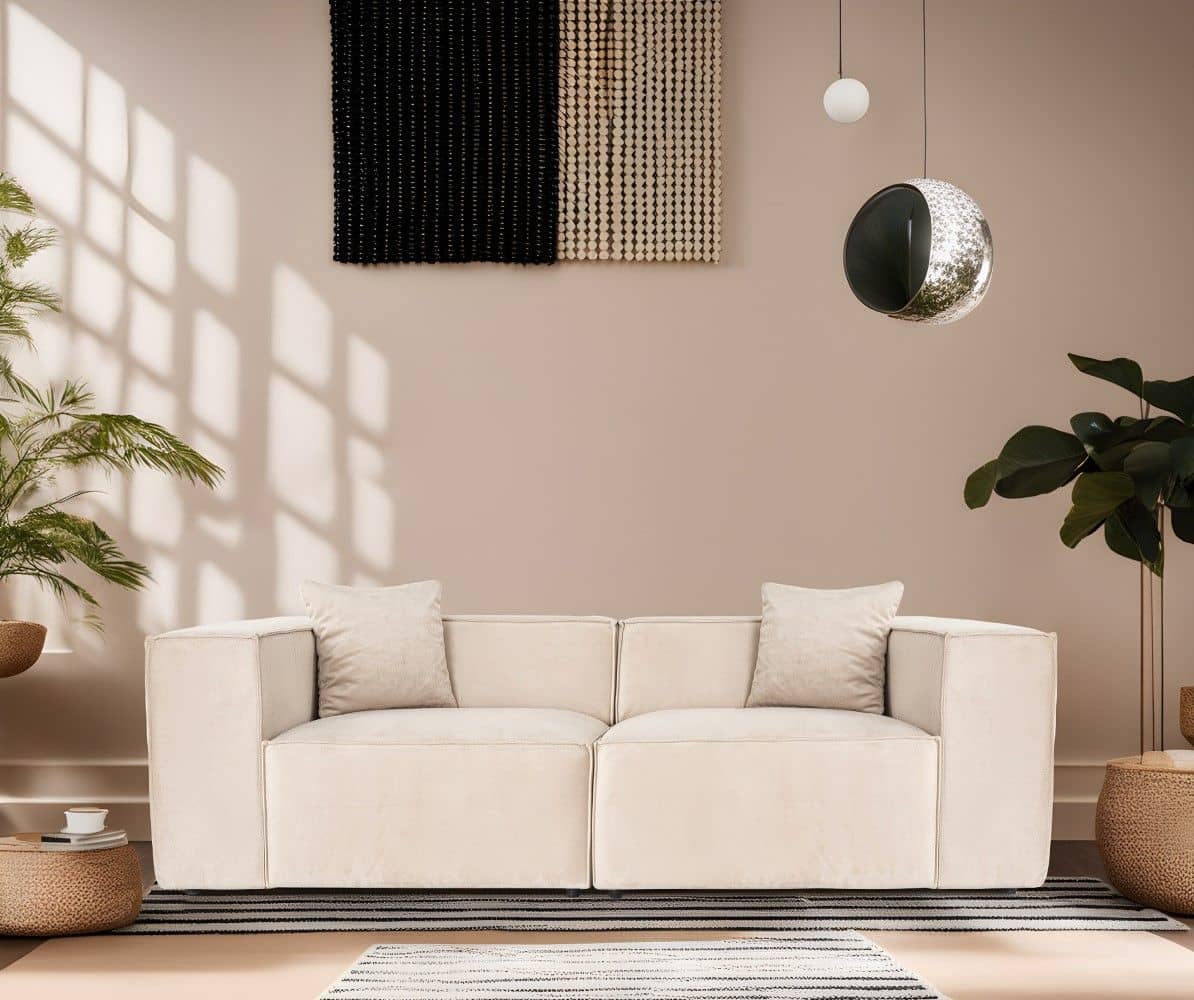 Sofa Lora 2-Sitzer Creme – Mikrofaser Velour Sofa Lora 2-Sitzer Creme – Mikrofaser Velour
