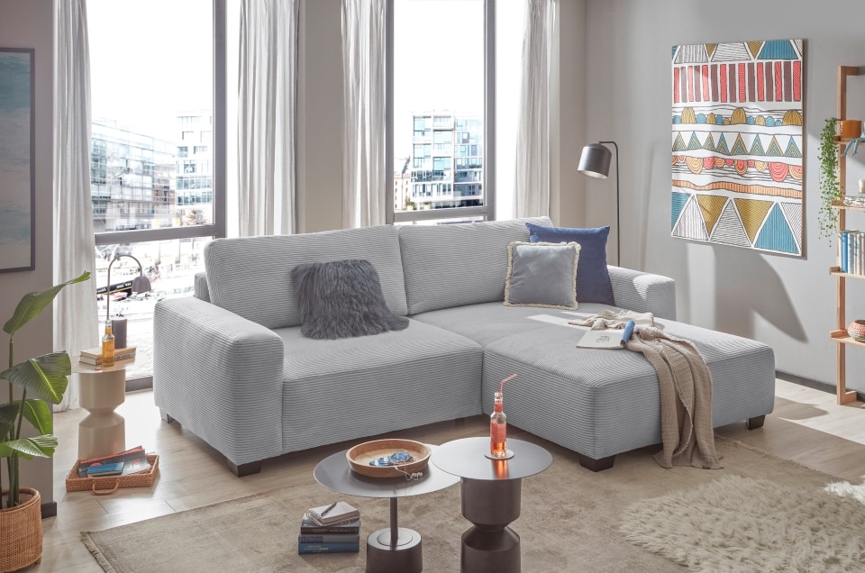 Ecksofa Elba von ED Exciting: Elegantes Design in verschiedenen Farben wählbar – Hochwertige Nosagfederung, flexibel platzierbar