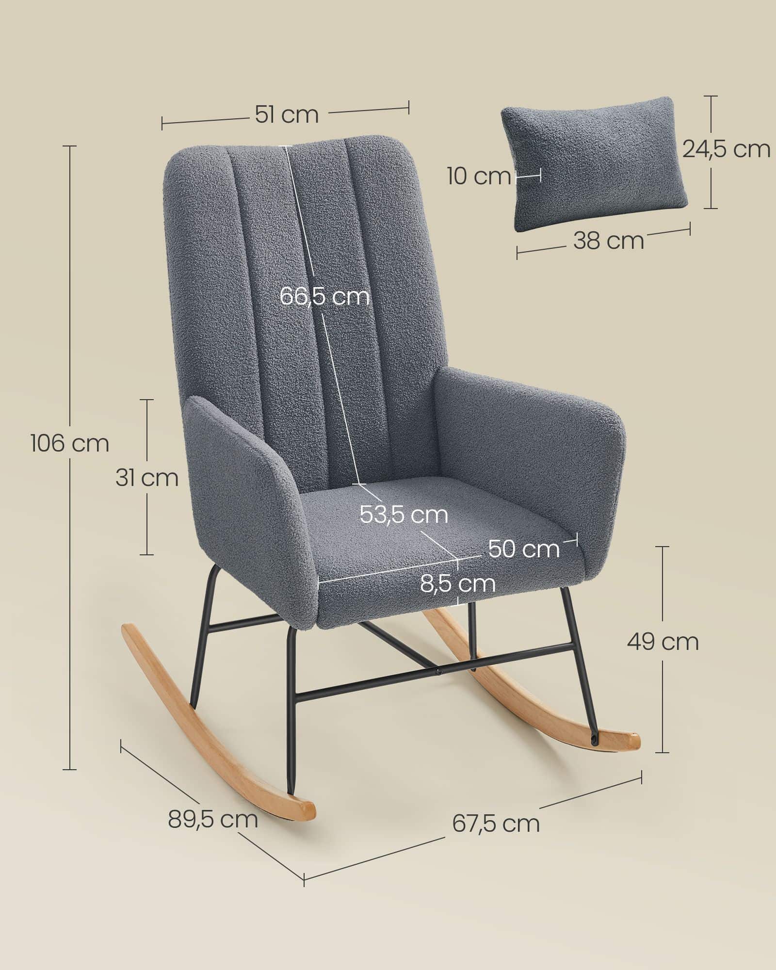 Schaukelstuhl LYY500 – Fleece & Armlehnen 67×106×89 cm Schaukelstuhl LYY500 – Fleece & Armlehnen 67×106×89 cm