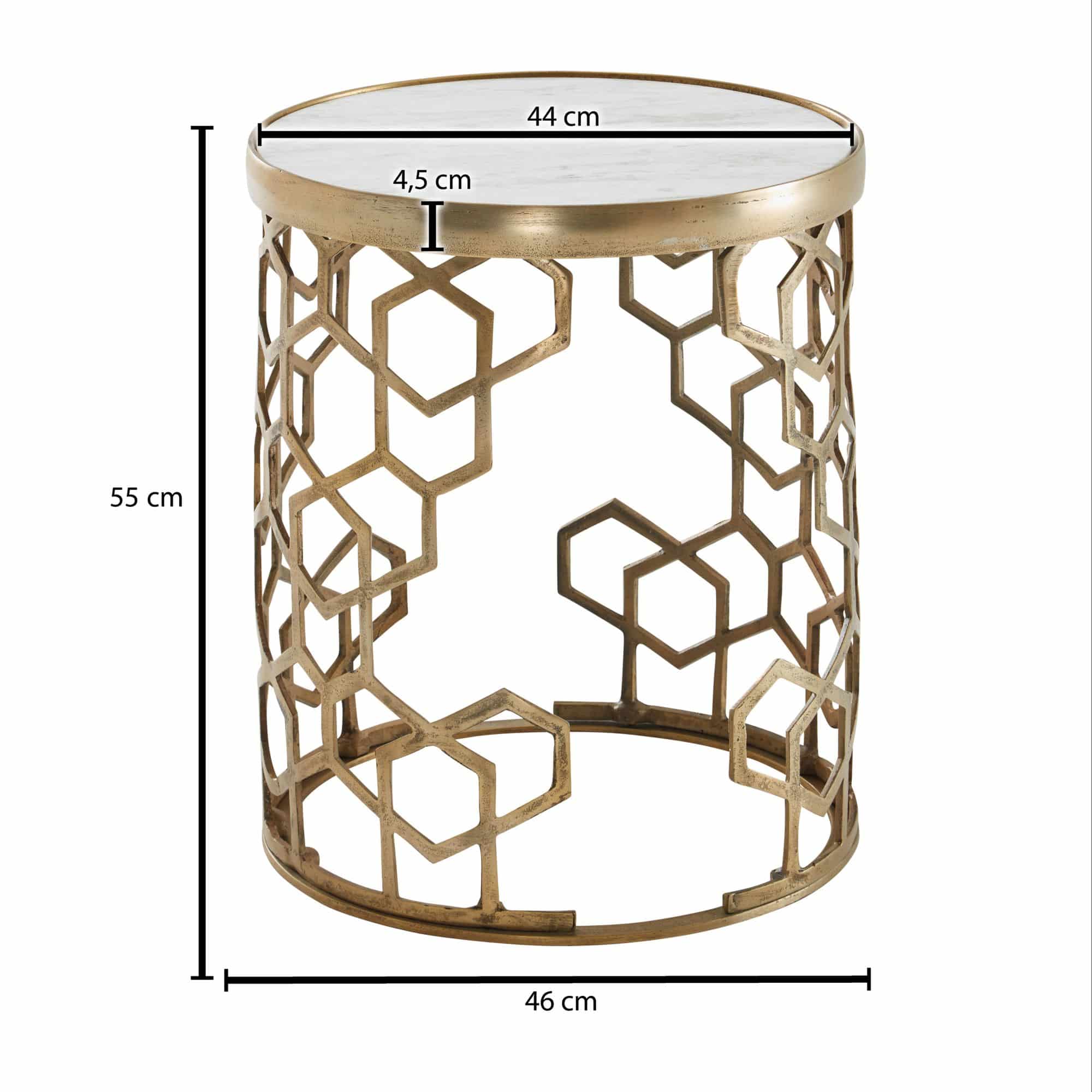 72550-Wohnling-Beistelltisch-46x46x55-cm-Marmor-WL6-4 Beistelltisch Echter Marmor Weiß 46x46x55 cm Anstelltisch Metall Gold