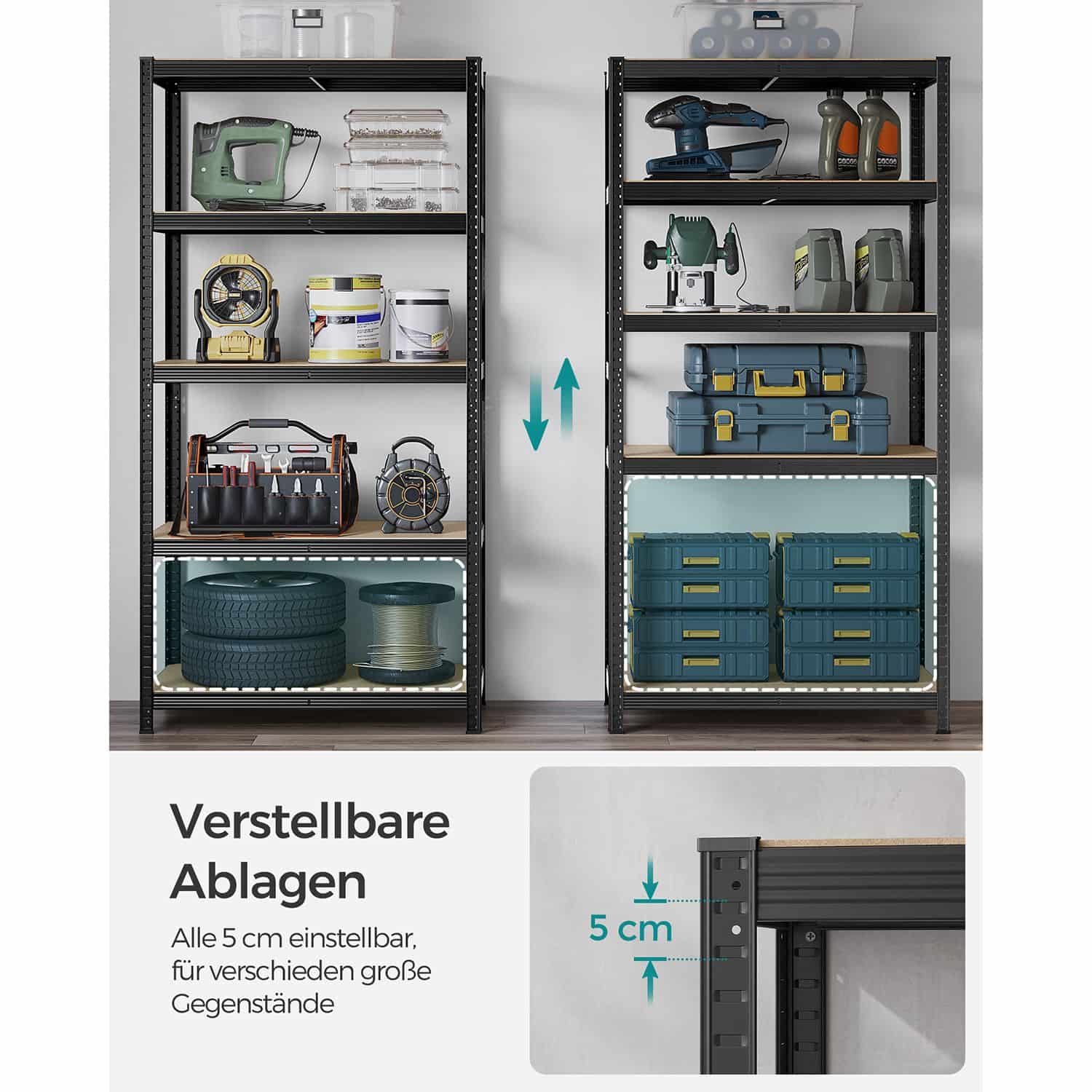 Lagerregale 2er Set, 200 x 100 x 50 cm schwarz