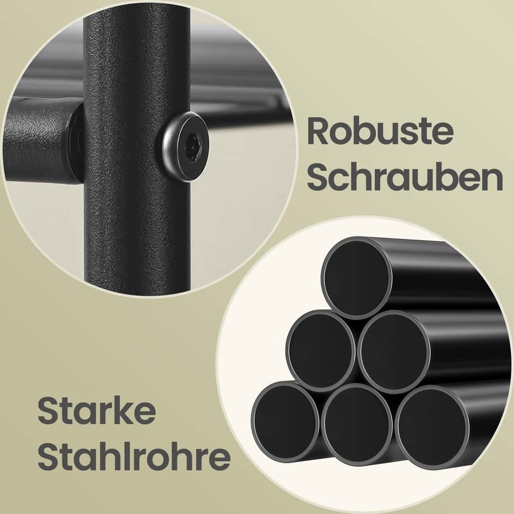 Garderobenständer mit Metallrahmen, offener Kleiderschrank, 7 Ablagen