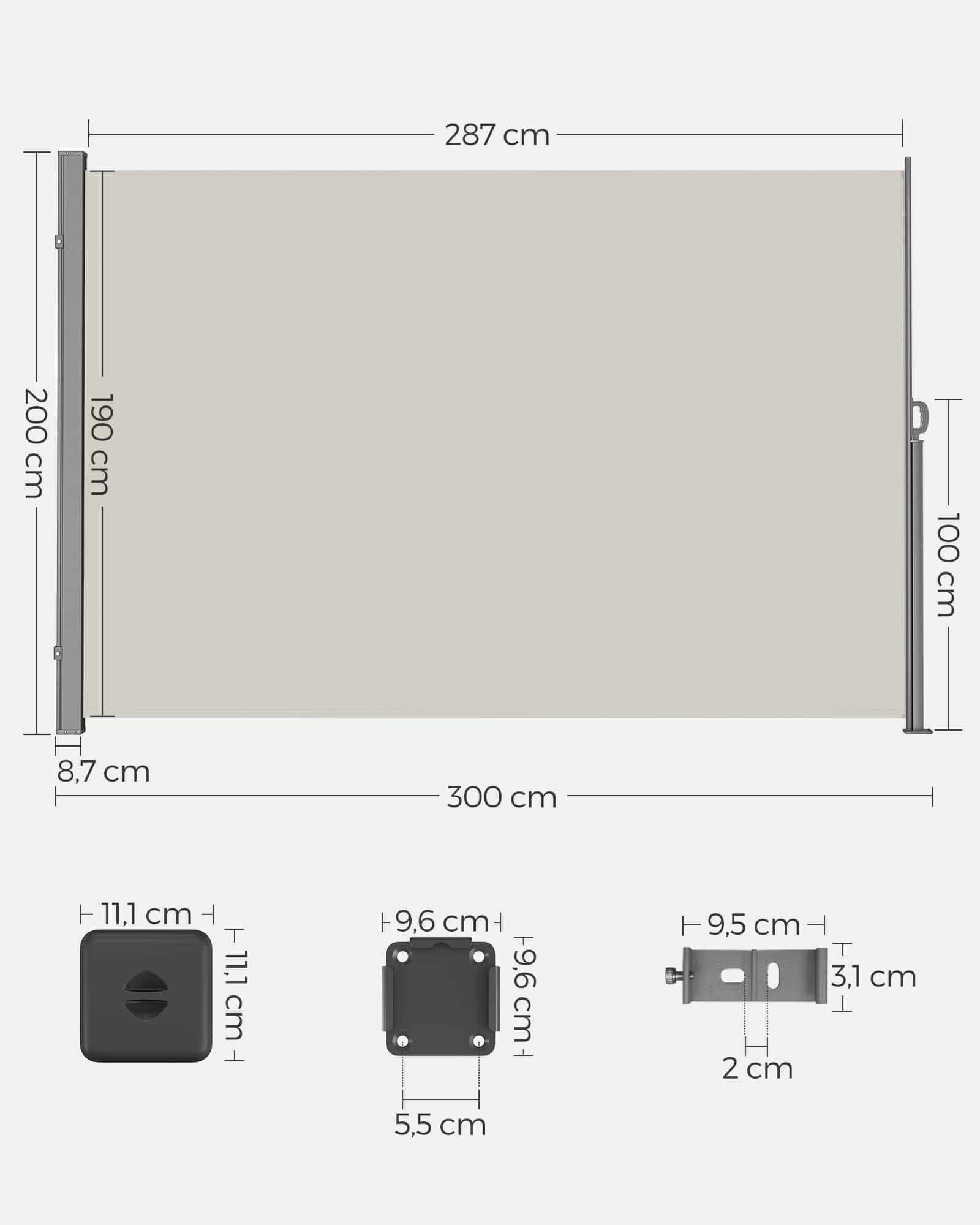 Seitenmarkise 200 x 300 cm Taupe Seitenmarkise 200 x 300 cm Taupe