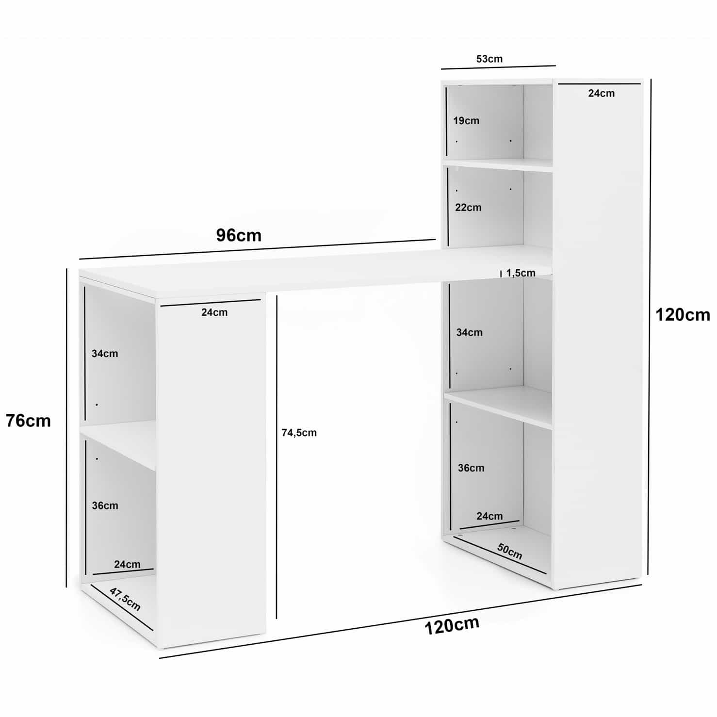 47461-WOHNLING-Schreibtisch-SAMSON-mit-Regal-120_12 Schreibtisch WL5.692 mit Regal 120 x 120 x 53 cm Weiß Matt Holz Modern