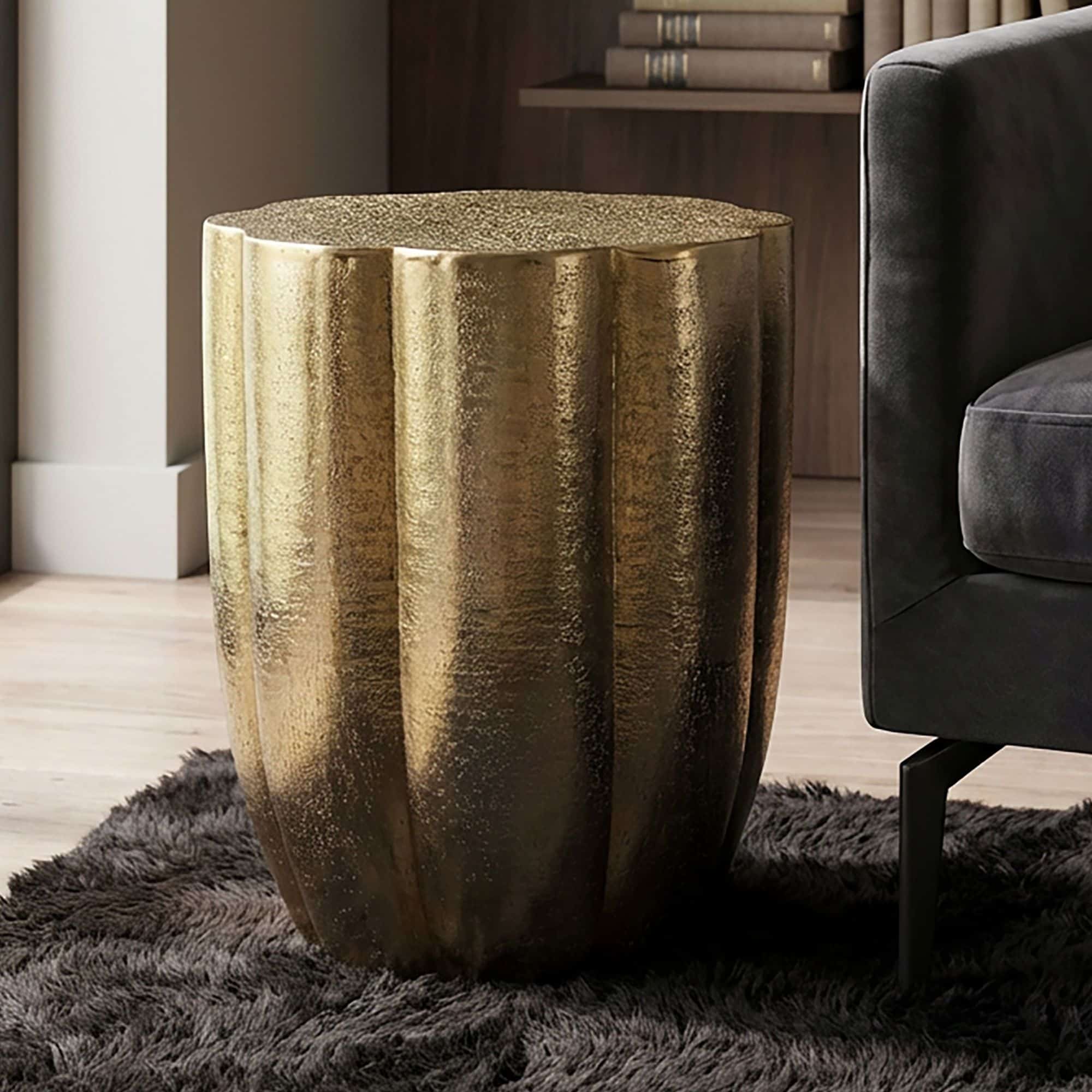 Beistelltisch Aluminium Gold 41cm Runder Anstelltisch Metall - Dekotisch Alu modern - Wohnzimmertisch klein - Design Couchtisch Sofatisch Handmade Beistelltisch Aluminium Gold 41cm Runder Anstelltisch Metall - Dekotisch Alu modern - Wohnzimmertisch klein - Design Couchtisch Sofatisch Handmade