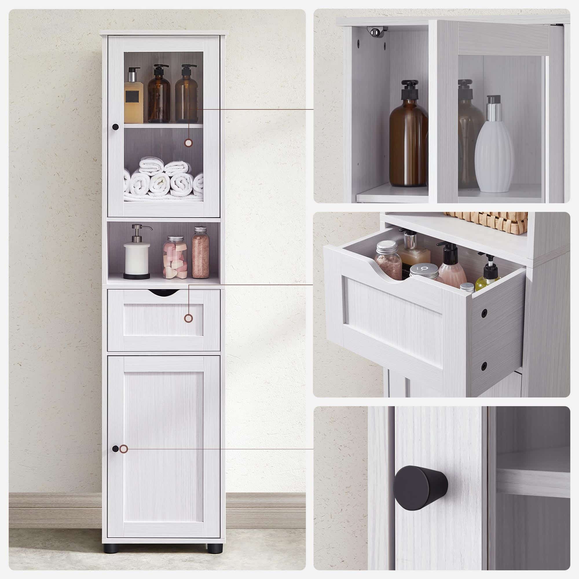 Badschrank mit höhenverstellbaren Ablagen Weiß-B34BBK163T44 Badschrank mit höhenverstellbaren Ablagen Weiß-B34BBK163T44