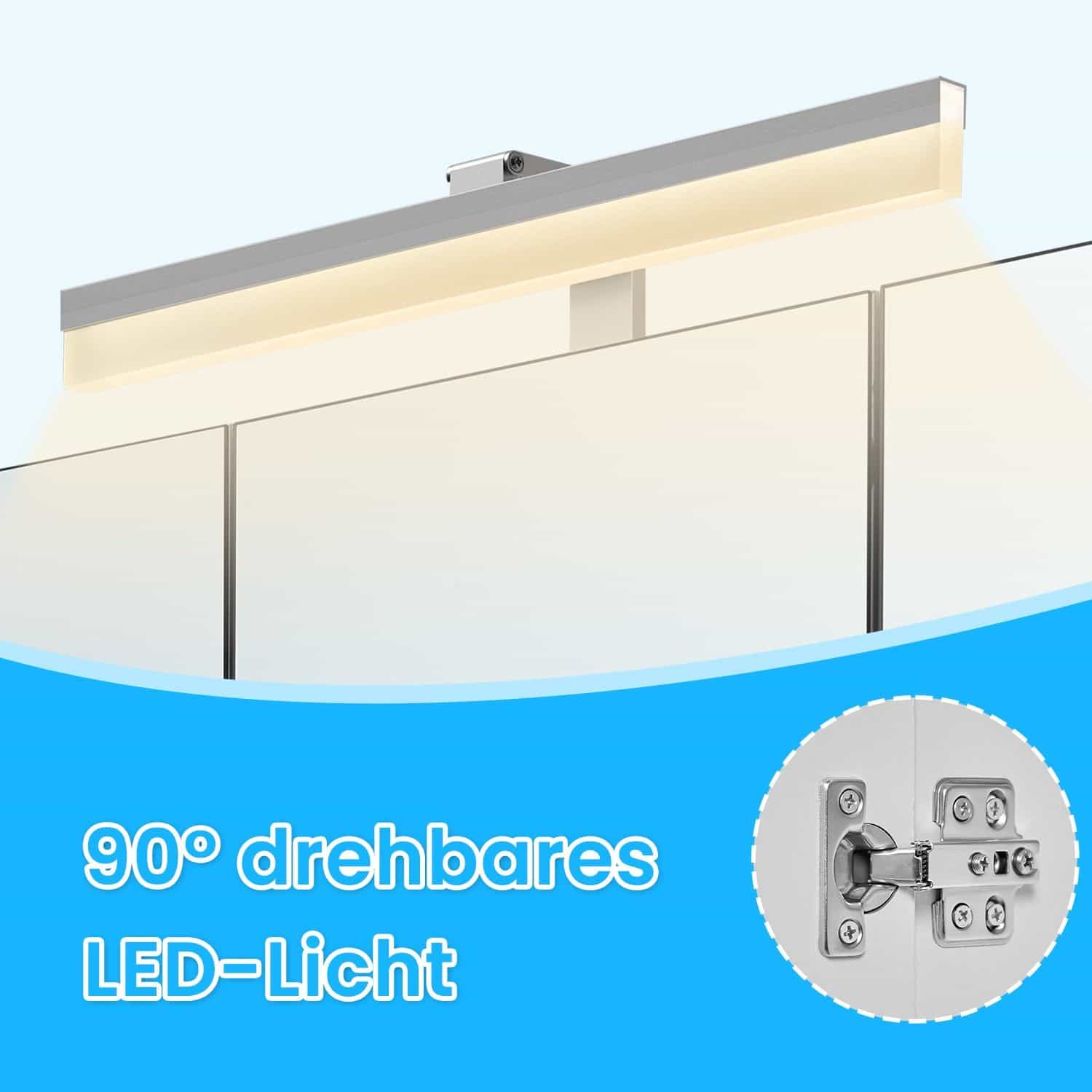 Badezimmerschrank mit LED-Beleuchtung, Steckdosen, Hängekorb