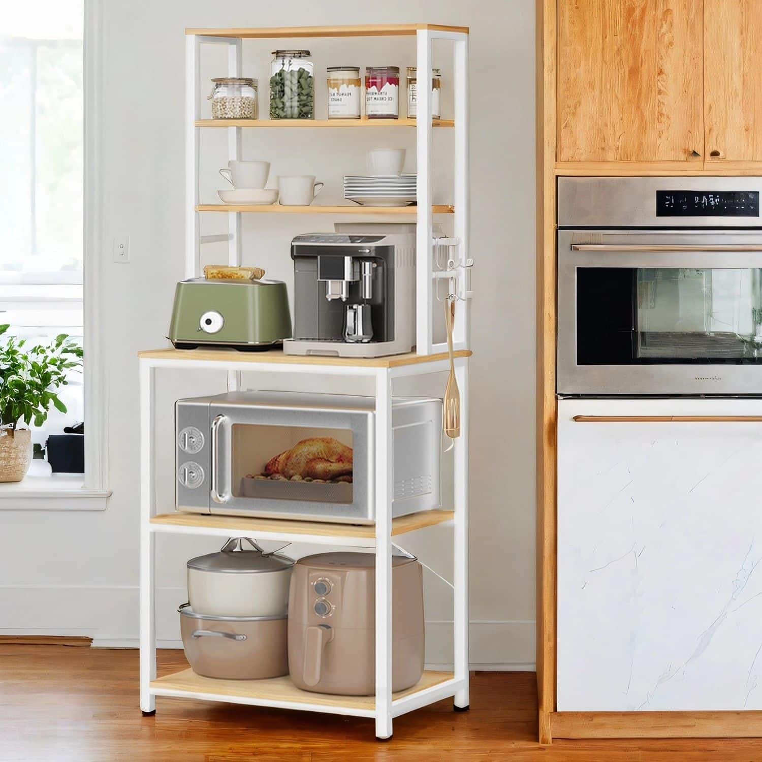 VASAGLE Küchenregal 6 Ebenen goldeiche-weiß