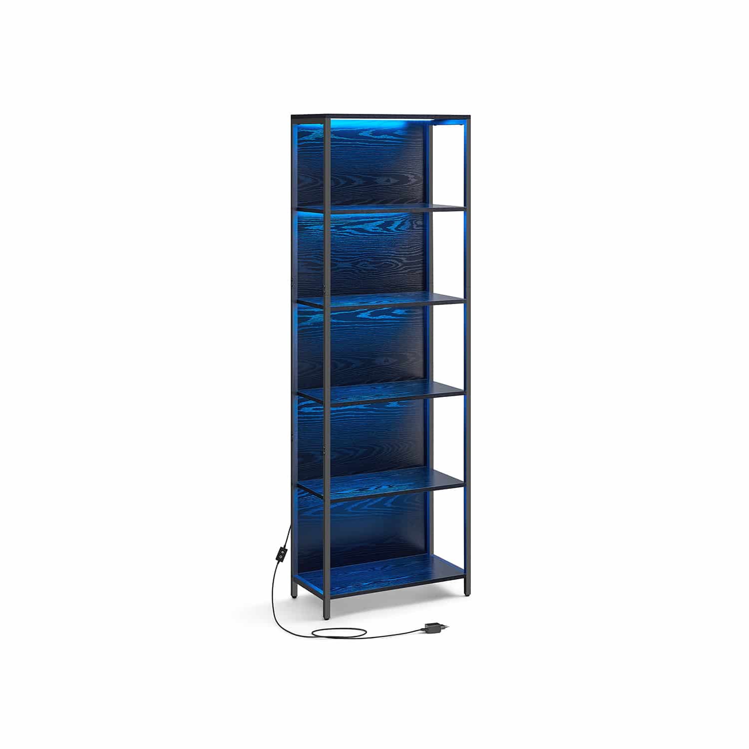 Bücherregal mit 6 Ebenen und Leuchten 30,3 x 60 x 178,6 cm Bücherregal mit 6 Ebenen und Leuchten 30,3 x 60 x 178,6 cm