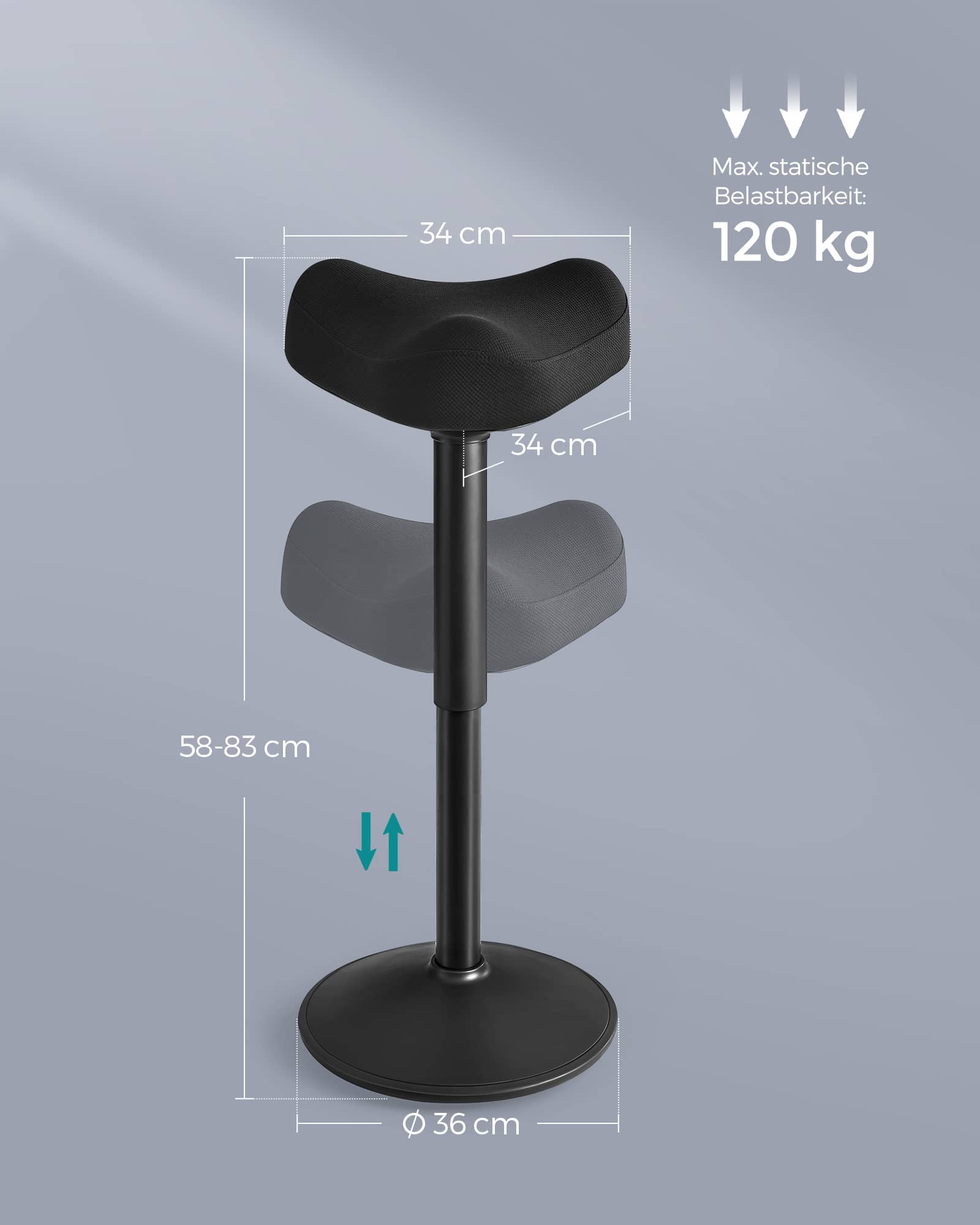 Stehhocker höhenverstellbar und modern schwarz Stehhocker höhenverstellbar und modern schwarz