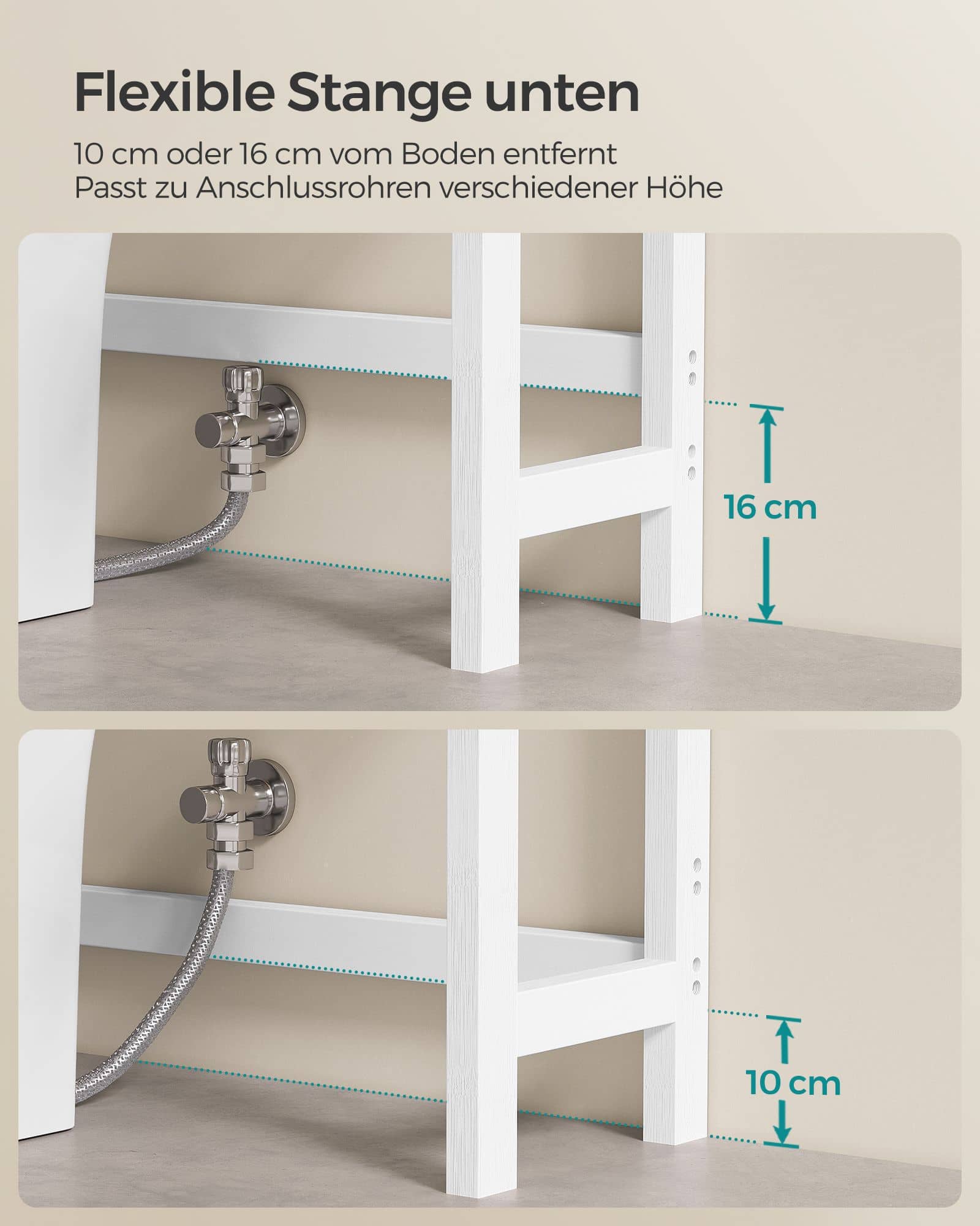 Toilettenregal mit verstellbaren Ablagen wolkenweiß Toilettenregal mit verstellbaren Ablagen wolkenweiß