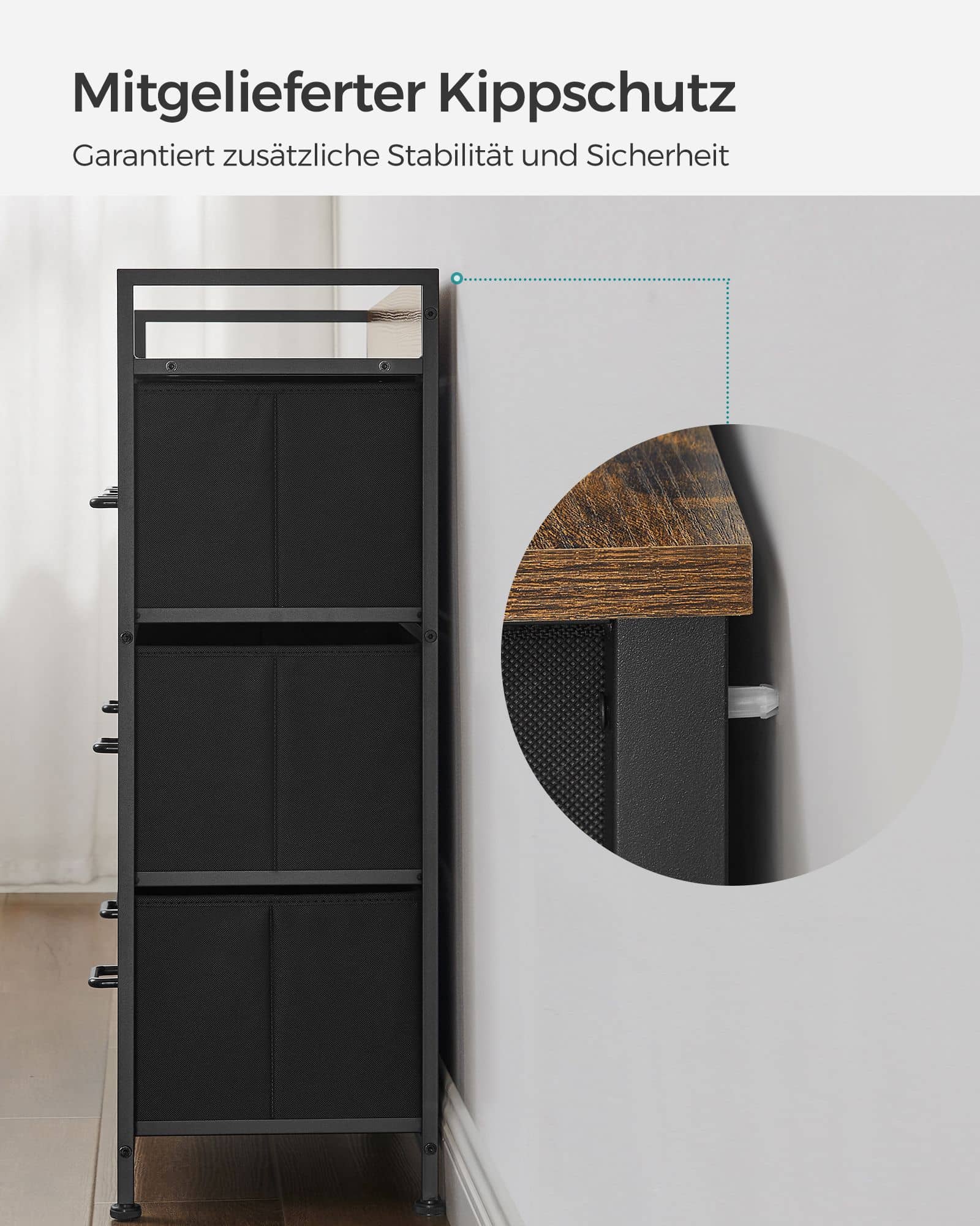 Industrie-Design Kommode mit 7 Stoffschubladen-B34LTS137B01 Industrie-Design Kommode mit 7 Stoffschubladen-B34LTS137B01