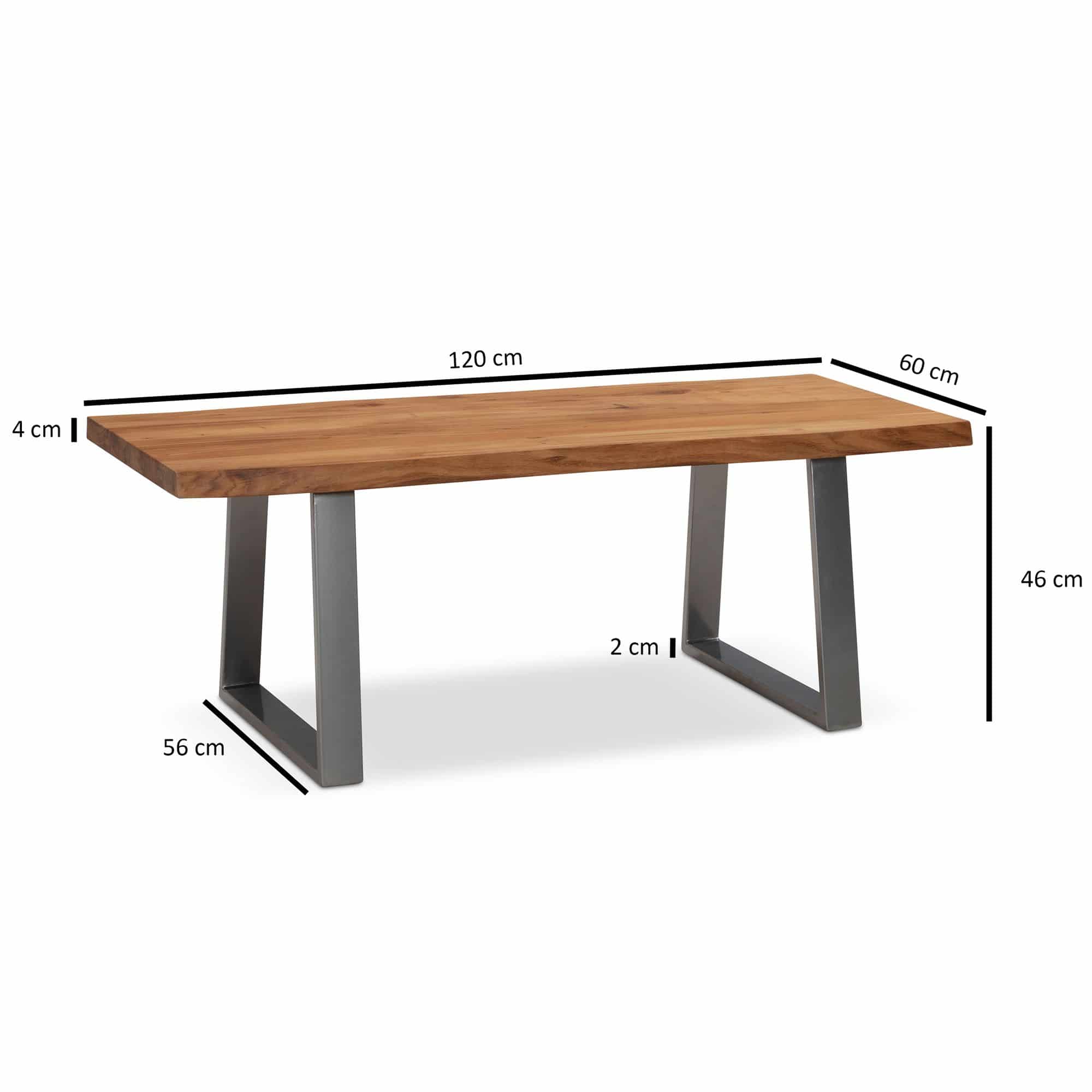 Couchtisch 120x60x46 cm Akazie Massivholz / Metall Baumkante Couchtisch 120x60x46 cm Akazie Massivholz / Metall Baumkante