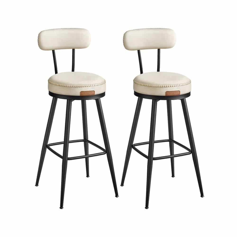 EKHO Kollektion - Barhocker 2er Set aus Kunstleder Cremeweiß EKHO Kollektion - Barhocker 2er Set aus Kunstleder Cremeweiß