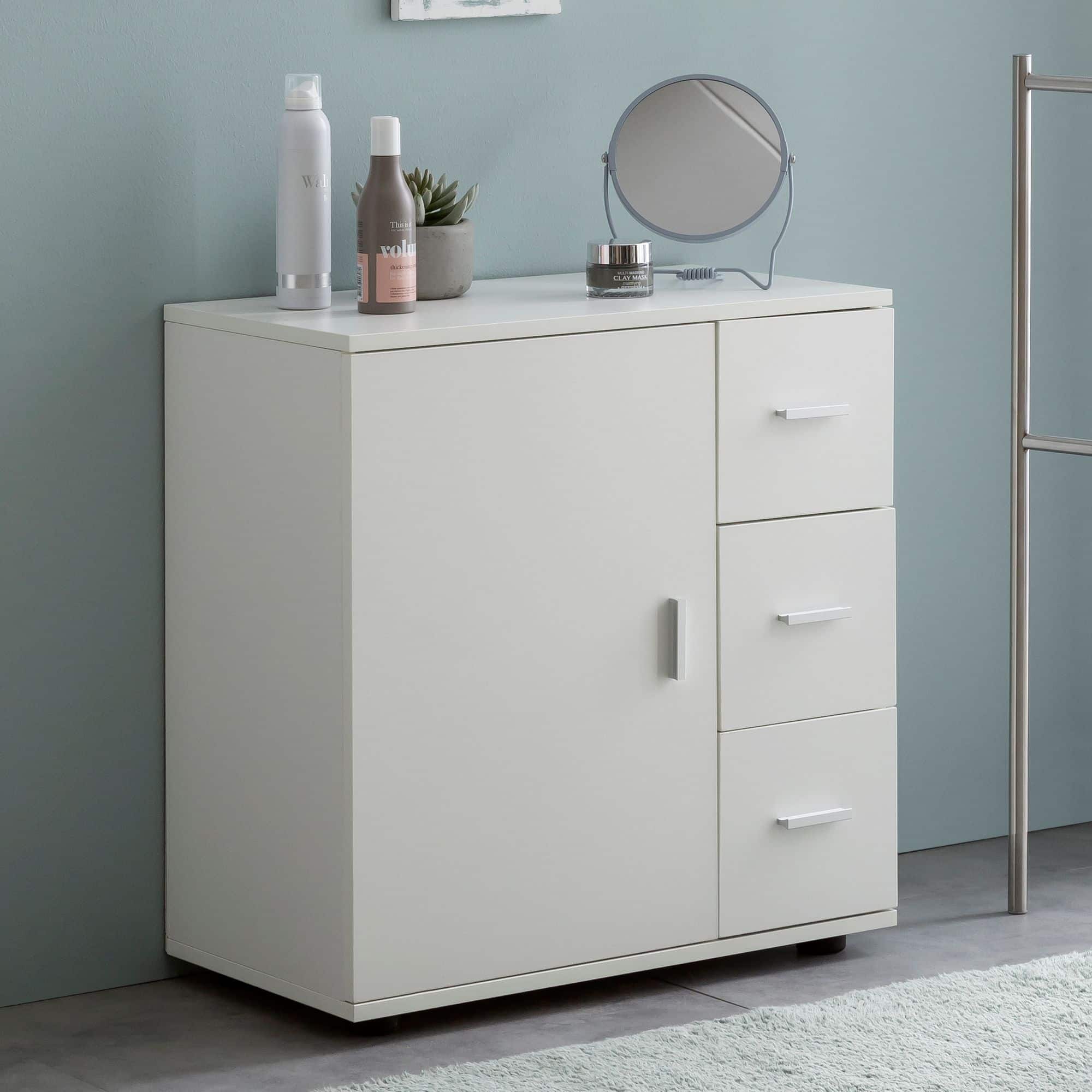 48585-WOHNLING-Badschrank-ALIA-60x33x60-8-cm-Weiss-WL5-877-WL5-877_1 Badschrank WL5.877 Weiß 60x65,5x33 cm Midi-Schrank mit Tür & Schubladen